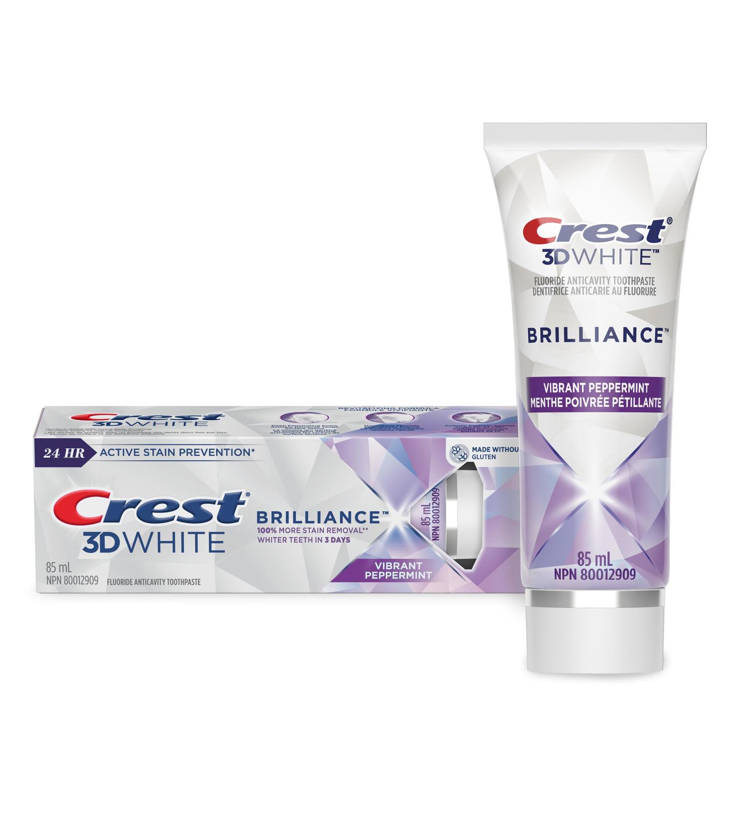 Crest 3D White Brilliance Toothpaste Vibrant Peppermint 85 ml 85 ml (Pack of 1) - Buy Online on GoSupps.com
