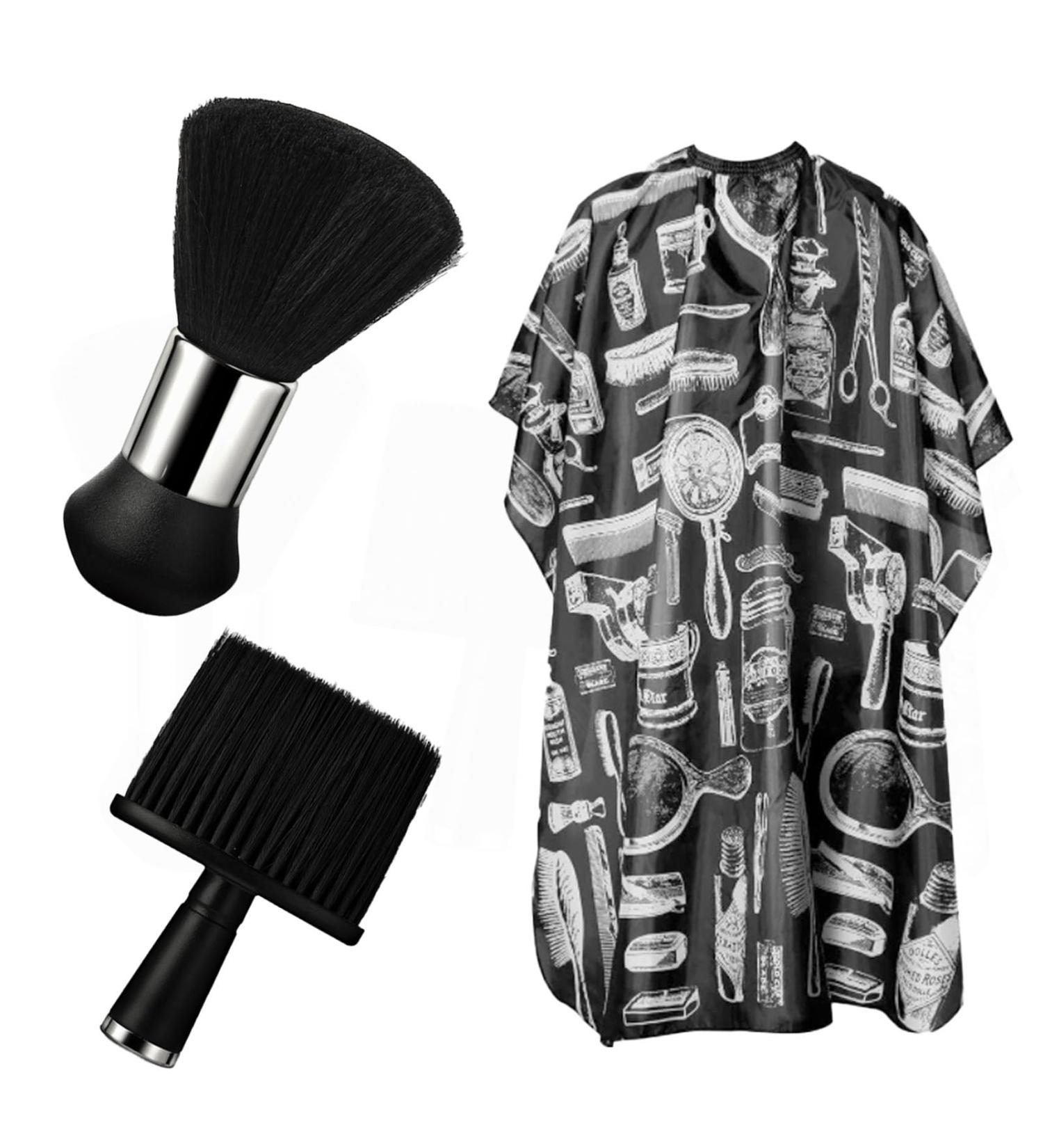 GIONAR 3-Piece Hairdressing Accessory Set Neck Brush Hairdresser Hair Brush Hair Cleaning with Haircut Hairdressing Capes Professional Hair Styling and Cleaning for the Salon Black - Buy Online on GoSupps.com