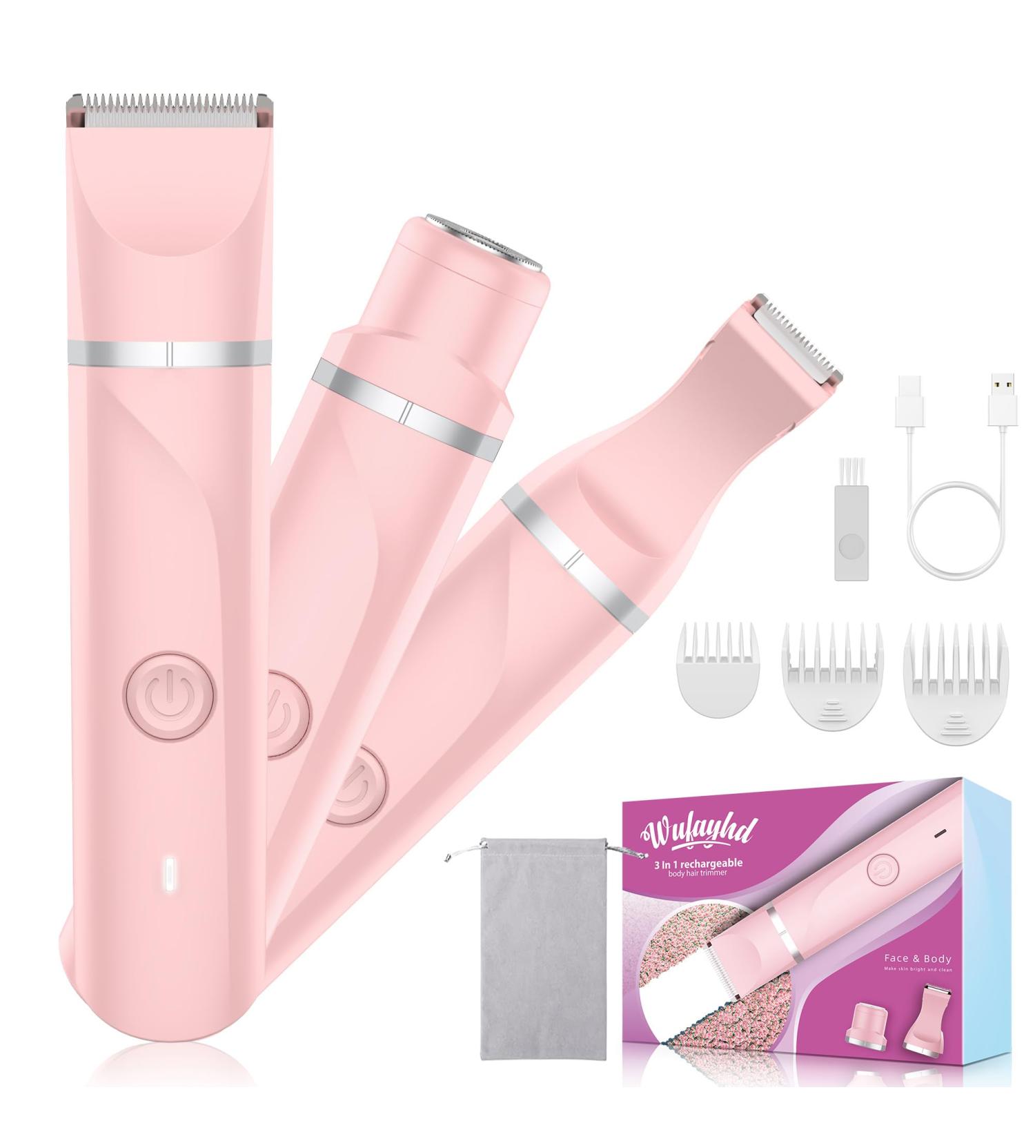 Buy Electric Shaver Razors for Women - 3 in 1 Waterproof Bikini Trimmer & Painless Facial Hair Removal - Smooth Wet & Dry Use - Hot Pink - Buy Online on GoSupps.com