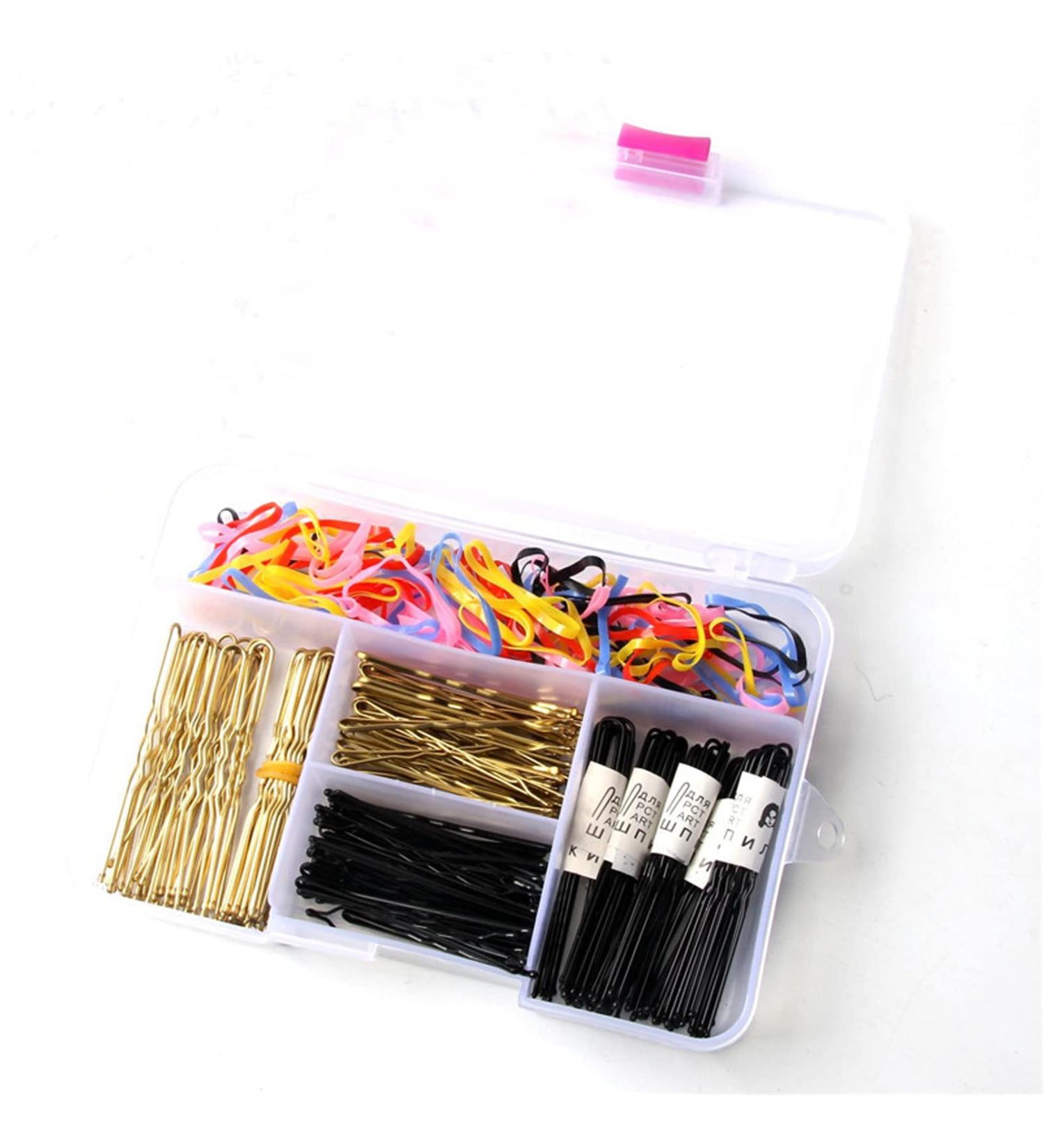 200 PCS Bobby Pins for Thick Hair U Shaped Hair Pins Hair Grips for Buns Secure Hold Girls Women Styling Pins with Storage Box Hair Decoration Hairdressing Salon Home Use Bobby&Ushape-Colorful Bands