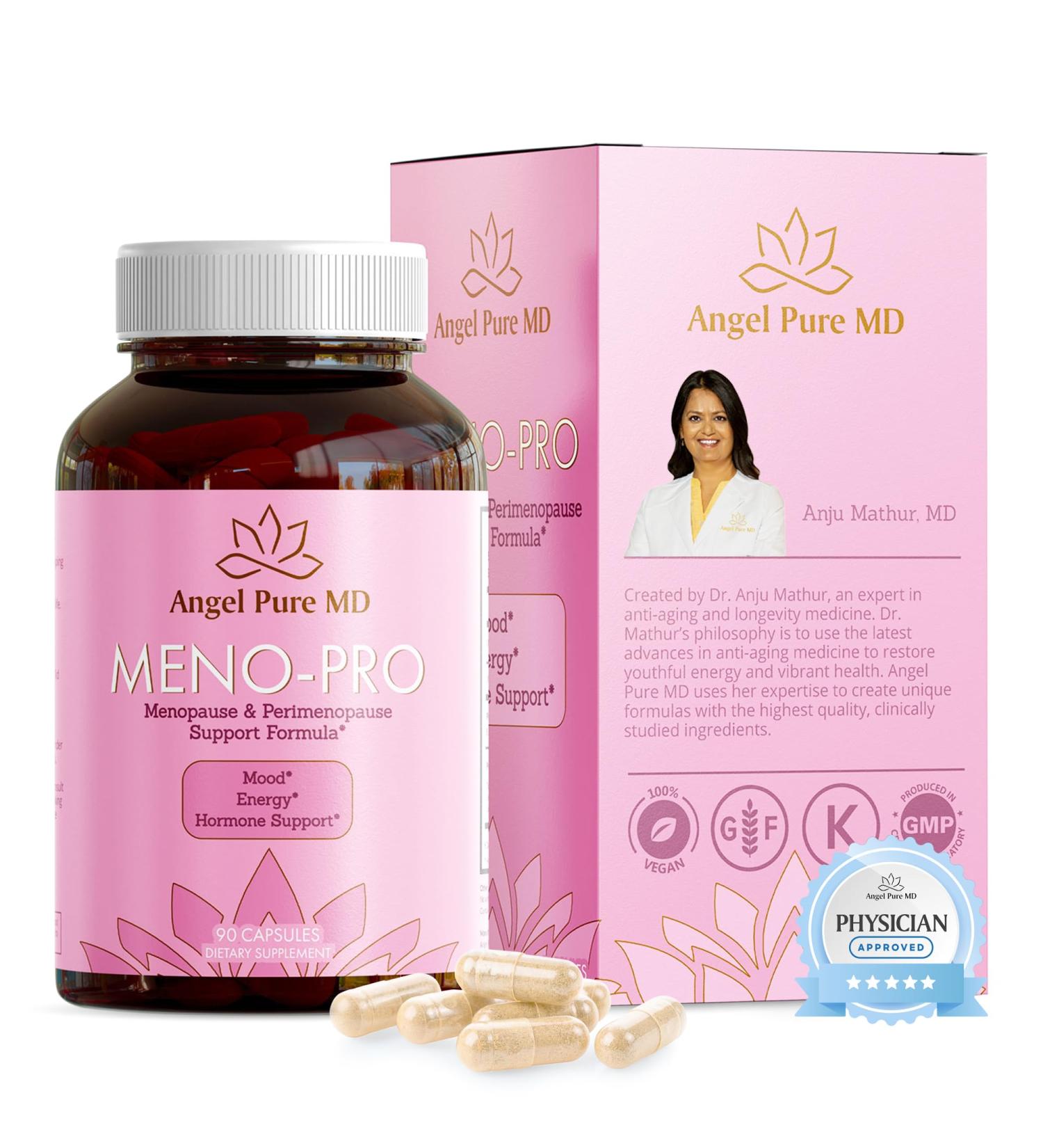 Angel Pure MD Menopause Probiotics - Natural Relief for Weight Gain, Hot Flashes, Mood Swings, Low Energy - Gut Health Support - 90 Capsules - Buy Online on GoSupps.com