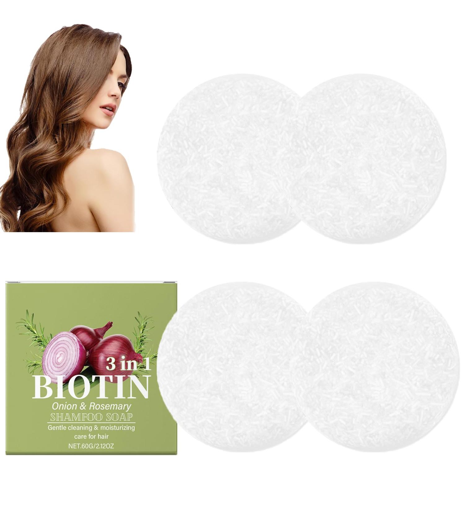  homomdy Solid Onion Rosemary Shampoo Solid Onion Shampoo to Clean and Moisturize Thicker and Stronger for Hair Loss Leaves Hair Shiny (4pcs) - Buy Online on GoSupps.com
