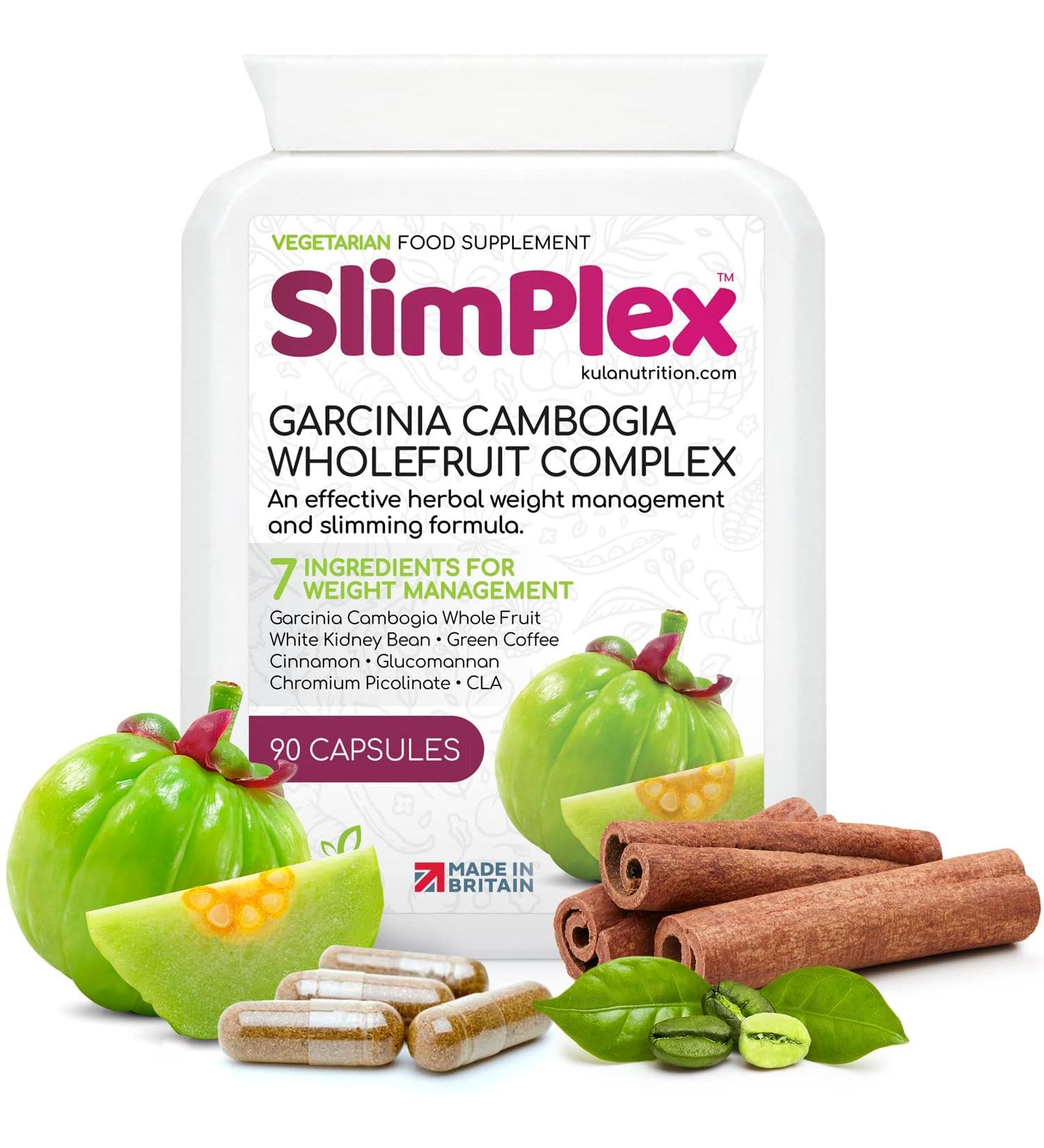 SlimPlex Garcinia Cambogia - Whole Fruit Complex with Glucomannan, Green Coffee Extract, White Kidney Bean, CLA & Chromium Picolinate - 90 Capsules for Weight Management - Buy Online on GoSupps.com