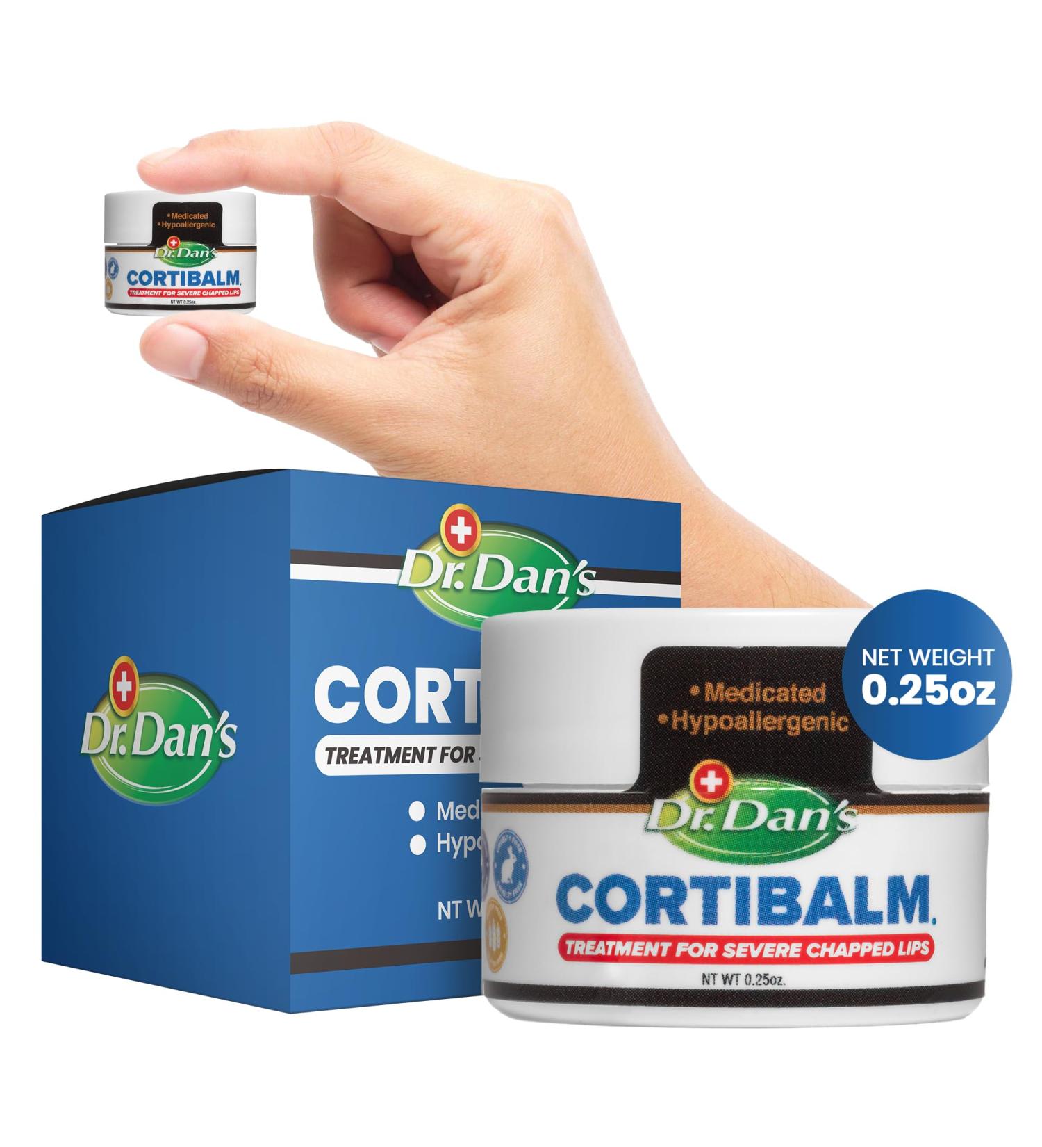 Dr. Dan's Cortibalm Jar - 1 Pack - for Dry Cracked Lips - Healing Lip Balm Jar for Severely Chapped Lips - Designed for Men Women and Children - 0.25 Ounce (Pack of 1) - Buy Online on GoSupps.com