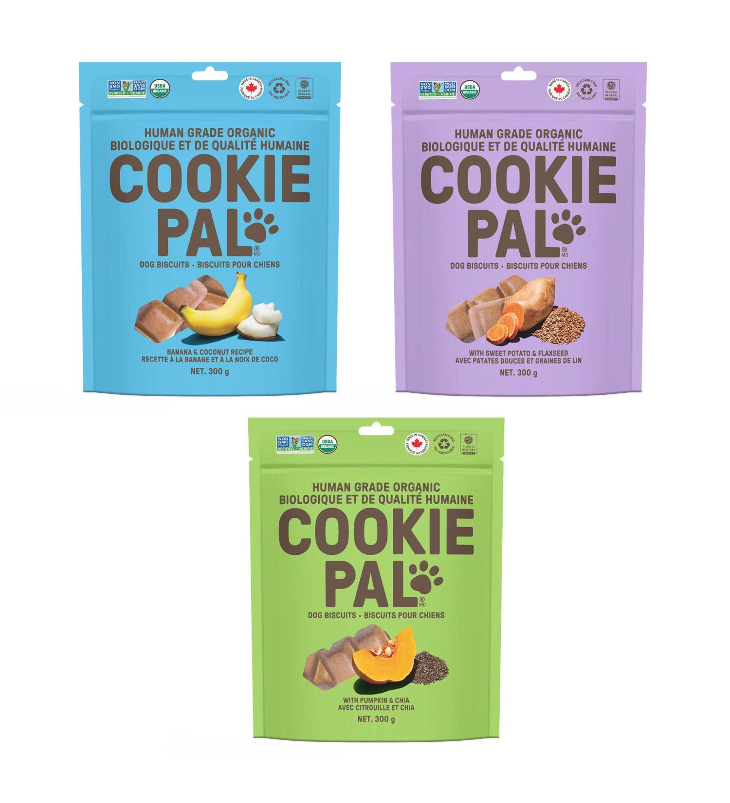 Cookie PAL Variety Pack Biscuits Human Grade Dog Treats 300g (Pack of 3) Non GMO Organic Variety Pack 300 g (Pack of 3) - Buy Online on GoSupps.com