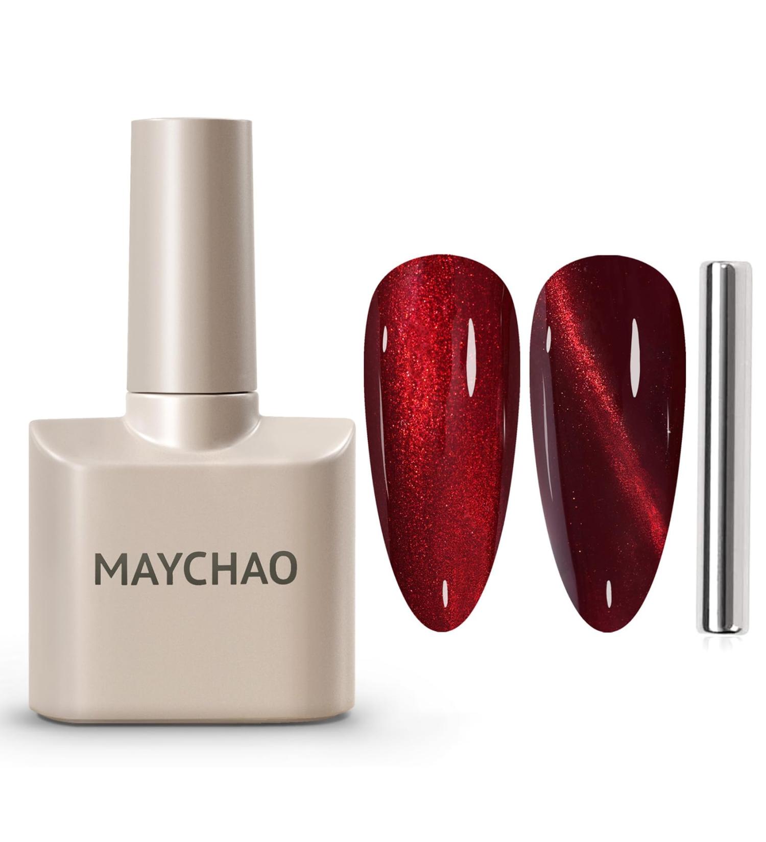 MAYCHAO 15ML Cat Eye Gel Nail Polish 1Pc Burgundy Cat Eye Nail Polish with Magnet Soak off Holographic Magnetic Gel Polish for Nail Art Manicure Salon DIY at Home 0.5 OZ - Buy Online on GoSupps.com