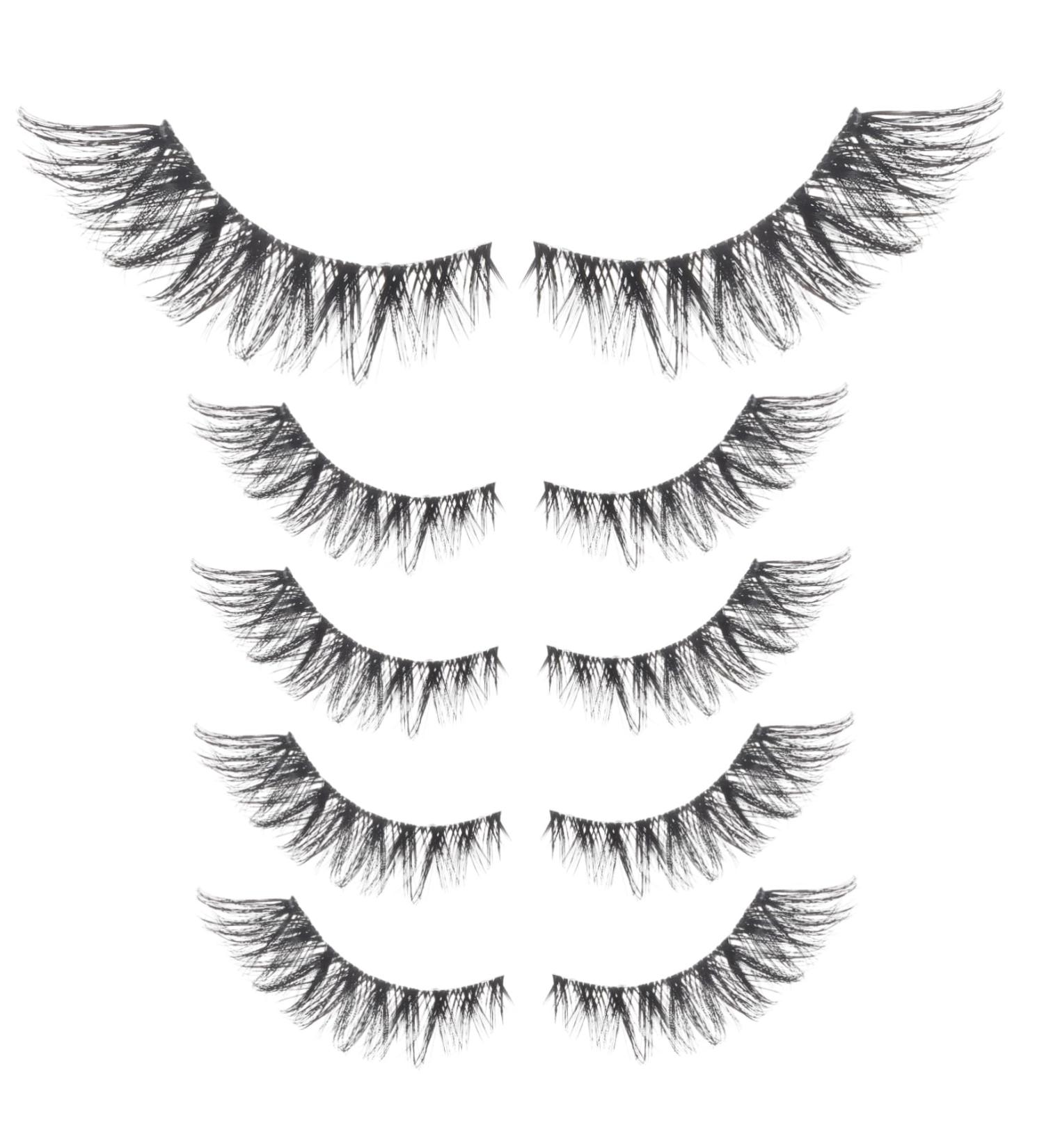 minkissy 5 Pairs False Lashes Fake Eyelashes Lash Strip Eye Lash Extension Bulk Eyelashes Bulk Lashes Eyelashes Natural Look False Eyelashes Transparent Stem Artificial Fiber Cosmetics - Buy Online on GoSupps.com