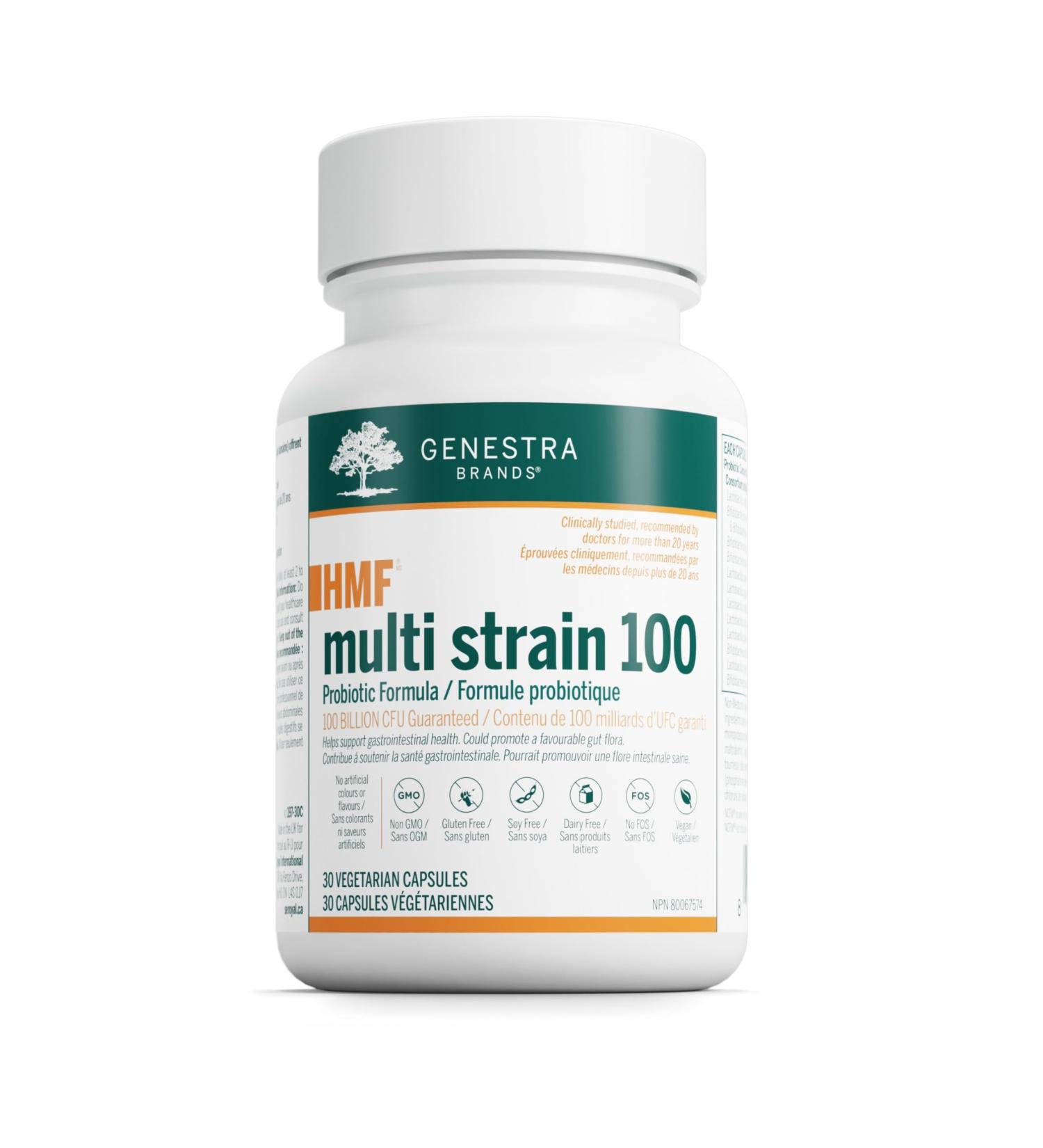 Genestra Brands - HMF Multi Strain 100 - Probiotic Formula - Supports Gastrointestinal Health and a Favourable Gut Flora - 30 Capsules - Buy Online on GoSupps.com