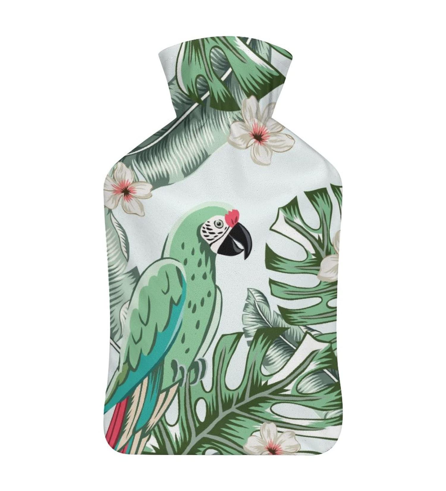 Green Bird Hot Water Bottle with Plush Cover - Hand Warmer for Adults & Children | 26.5x15.3cm - International Shipping Available - Buy Online on GoSupps.com