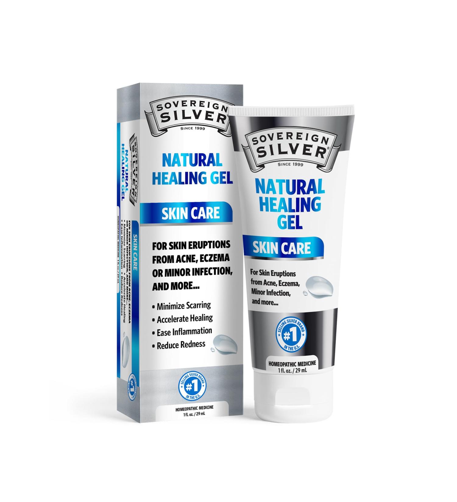 Sovereign Silver Natural Healing Gel - Effective Skin Care for Healing Redness Reduction Acne Scar Minimization & Inflammation Relief - 1oz (Pack of 1 - Buy Online on GoSupps.com