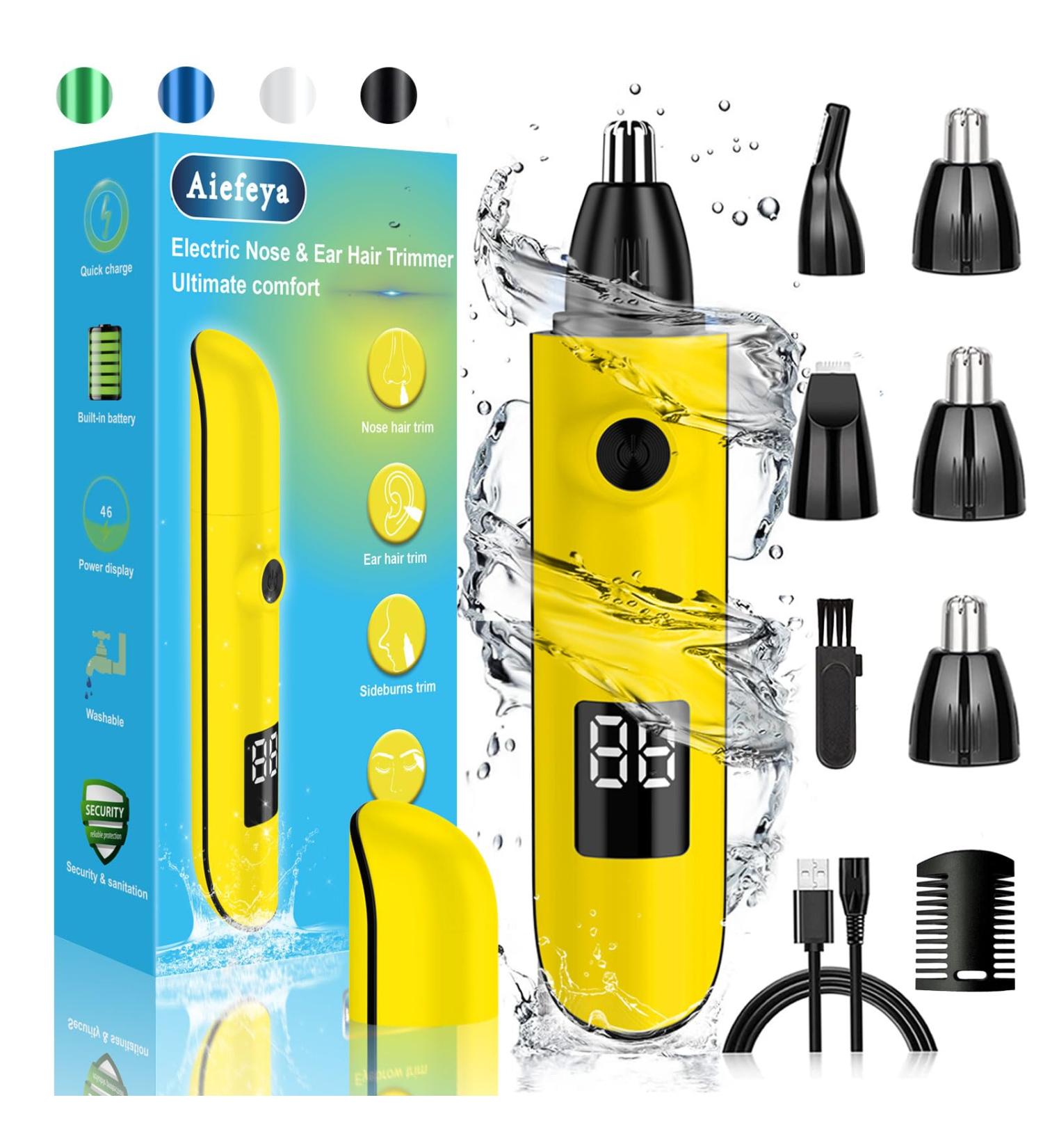 2024 Professional Nose Hair Trimmer for Men & Women - Painless IPX7 Waterproof USB Rechargeable Easy Cleaning - All-in-One Eyebrow & Facial Hair Trimmer (Yellow - Buy Online on GoSupps.com