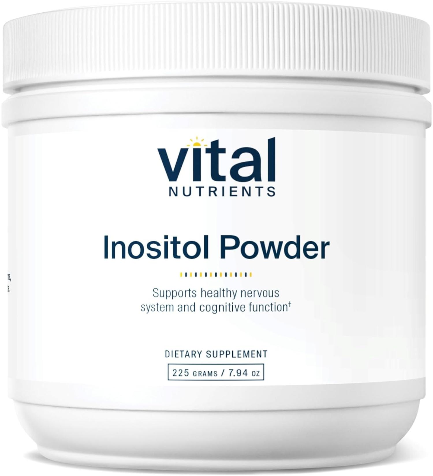 Vital Nutrients Inositol Powder - Metabolism Support for Neurotransmitters - Vegetarian - 225g - Buy Online on GoSupps.com