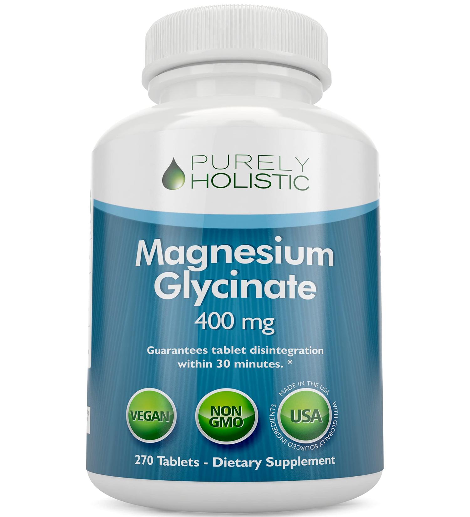 Magnesium Glycinate 400mg Tablets - 270 Count, Highly Bioavailable, Vegan, Non-Buffered for Cramp Defense - Buy Online on GoSupps.com