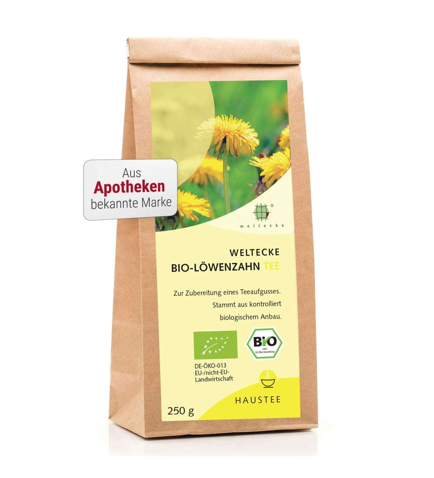  Weltecke Weltecke Organic Loose Dandelion Tea 250g - Dried Cut Root and Leaves | Made in Germany | Sweet and Bitter Note - Buy Online on GoSupps.com