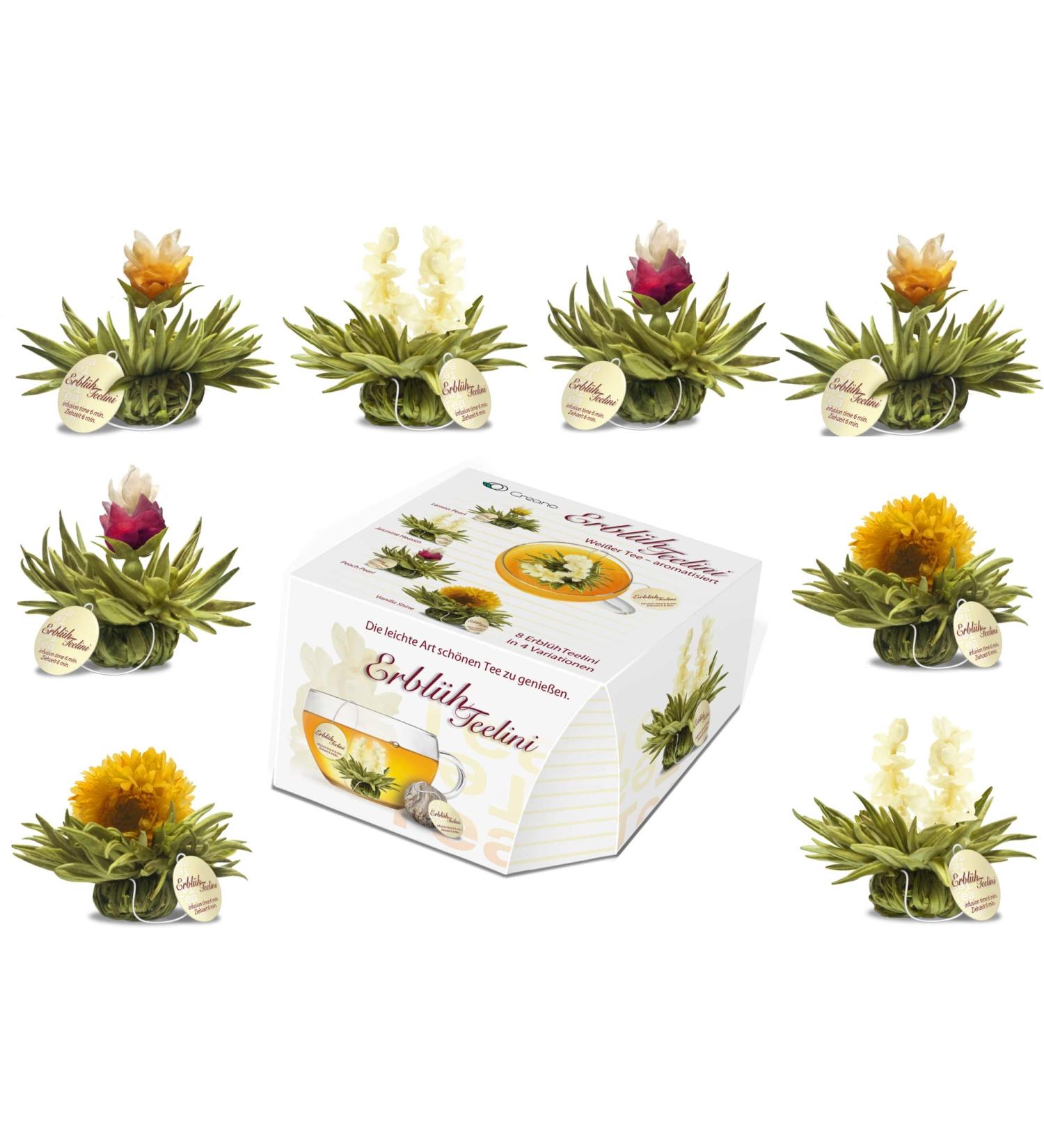 Creano Blooming Tea Sampler - 8 Flowering White Tea Varieties - Gift for Tea Lovers - 8 Pieces - Buy Online on GoSupps.com