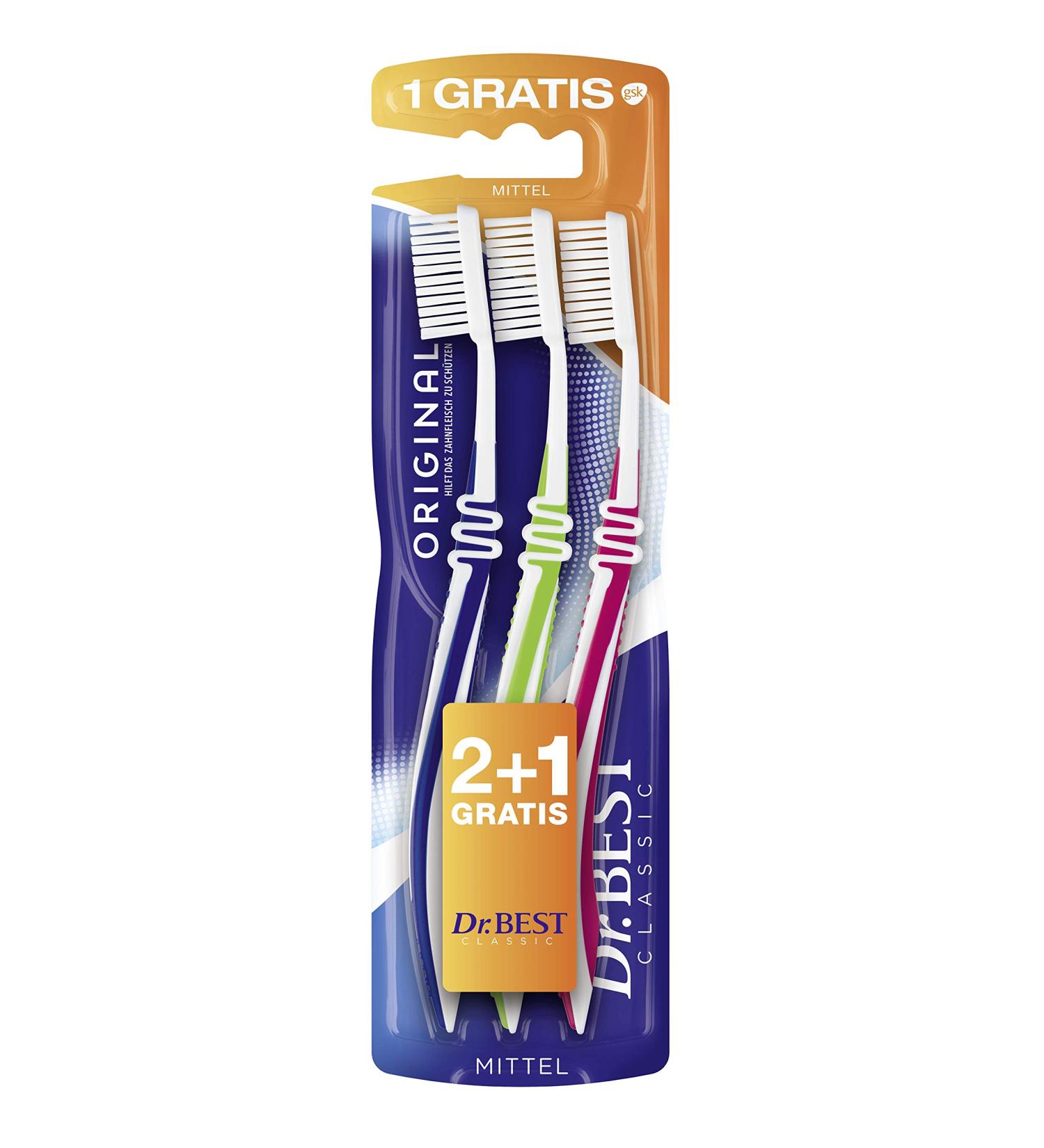 Dr. BEST Original Toothbrush - Medium (2+1 Free) | Protects Gums | Buy Internationally - Buy Online on GoSupps.com