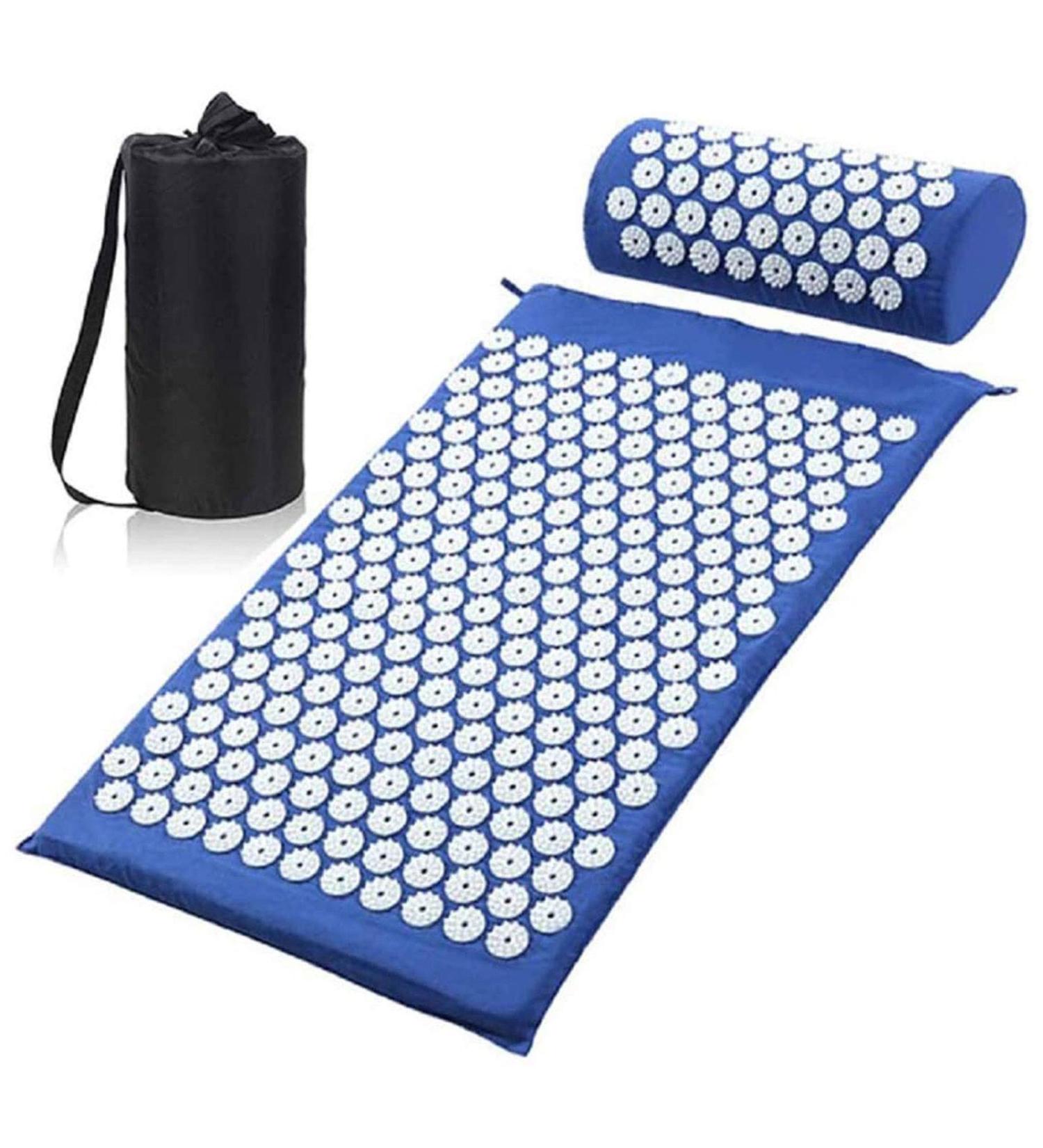 Tesion Acupressure Mat and Pillow Set Massager Cushion Ideal for Back/Neck Pain Relief and Muscle Relaxation Relieves Stress and Sciatic Pain. Bule - Buy Online on GoSupps.com