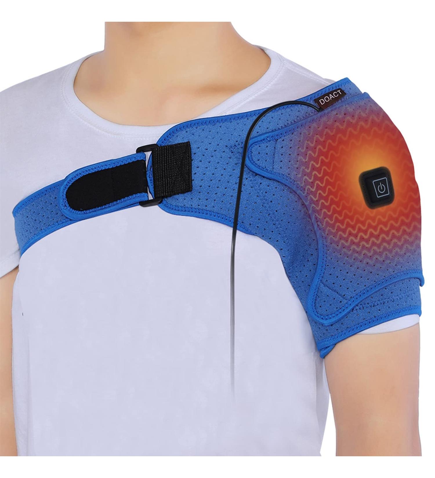 Heated Shoulder Support Brace Adjustable Heating Pad Wrap Four Point Compression Heating Shoulder Pad Wrap USB Electric Plug for Left Right Shoulder - Buy Online on GoSupps.com