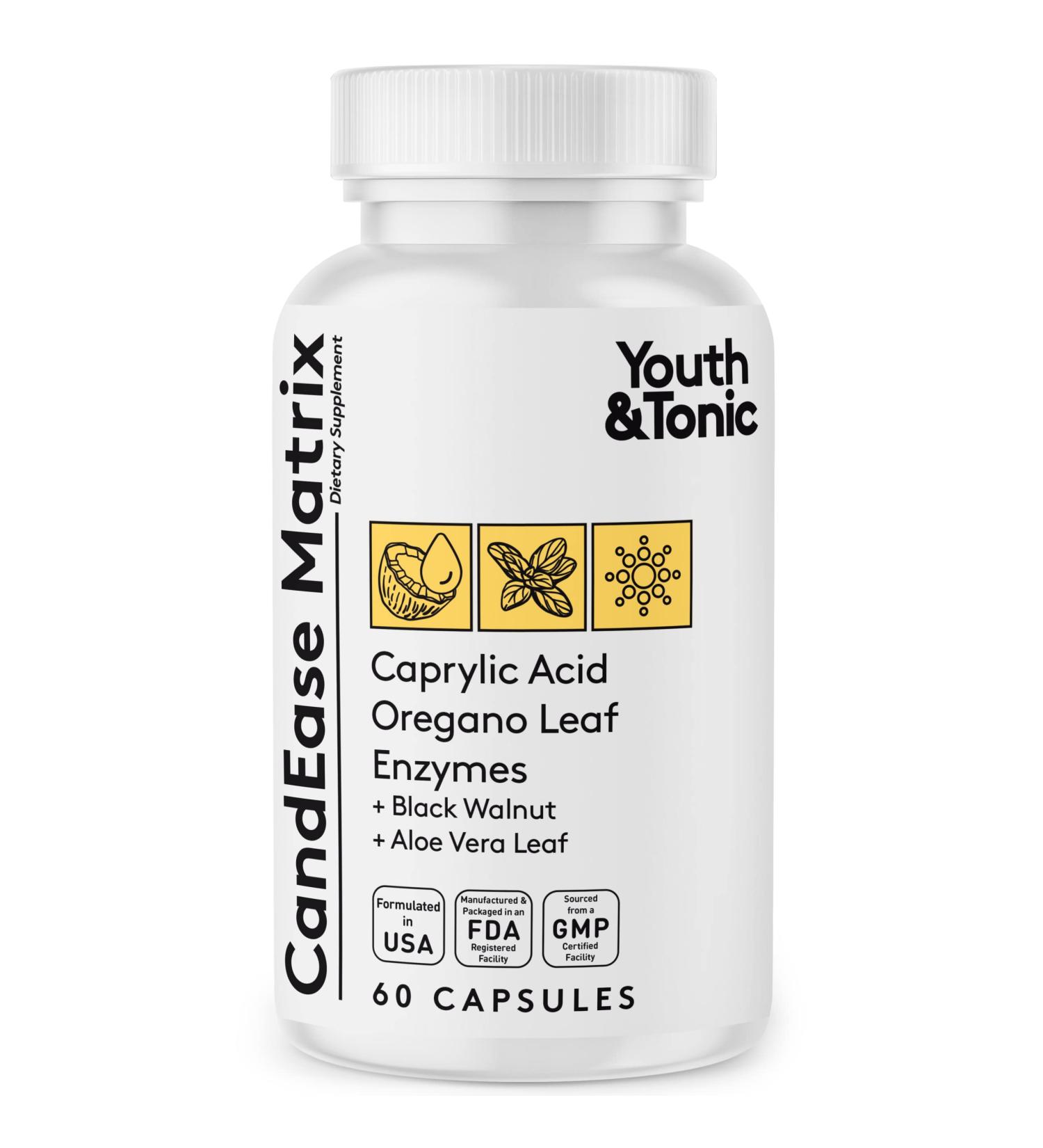 Buy Youth & Tonic CandEase Cleanse Matrix Gut Health Support Detox Complex for Men & Women 60 Pills with Oregano Probiotics & Enzymes - Buy Online on GoSupps.com