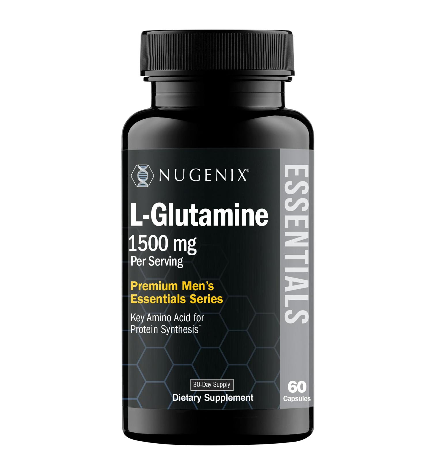 Nugenix Essentials L-Glutamine 1500mg 100% Botanical L-Glutamine Amino Acid Protein Synthesis Supports Cellular Function 60 Capsules 60 Count (Pack of 1) - Buy Online on GoSupps.com