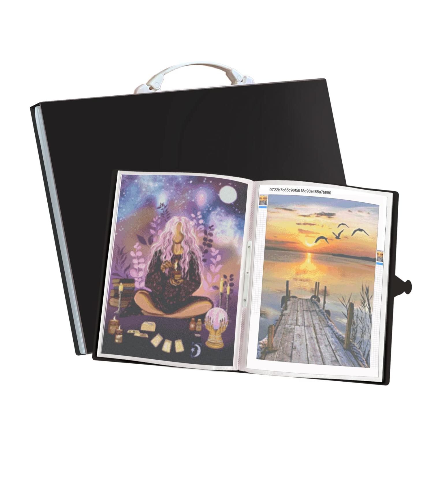 A3 Diamond Art Storage Kit | Large Capacity Combo Folder for Diamond Painting | 30-Page Transparent Sleeves | 30.5x42.5cm (12x16.7inch) | Black - Buy Online on GoSupps.com