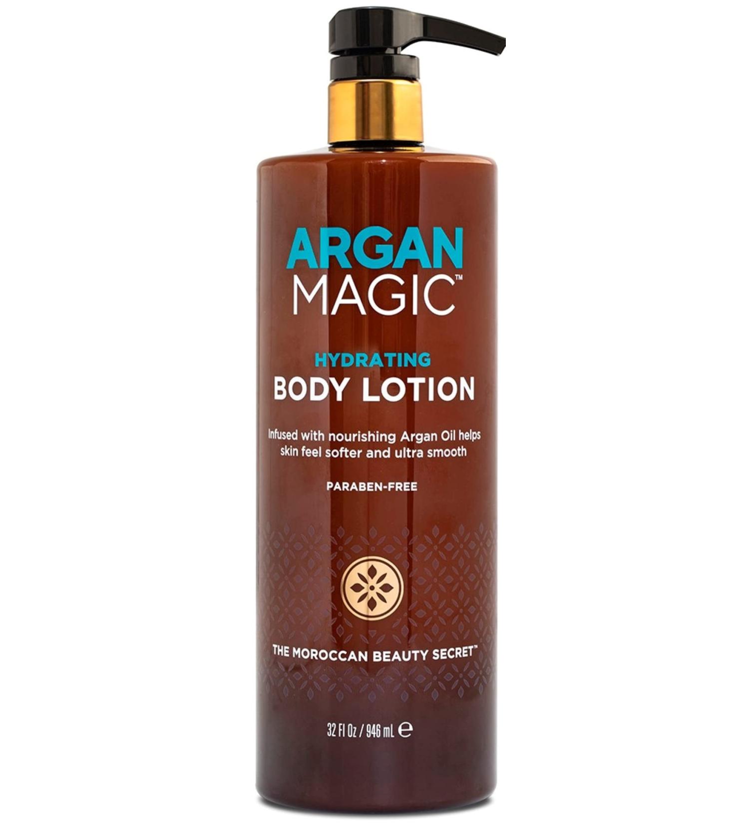 Argan Magic Hydrating Body Lotion with Argan Oil & Shea Butter - Nourishing Non-Greasy Formula for Dry Skin (32 oz) - Paraben Free & Unscented - Buy Online on GoSupps.com