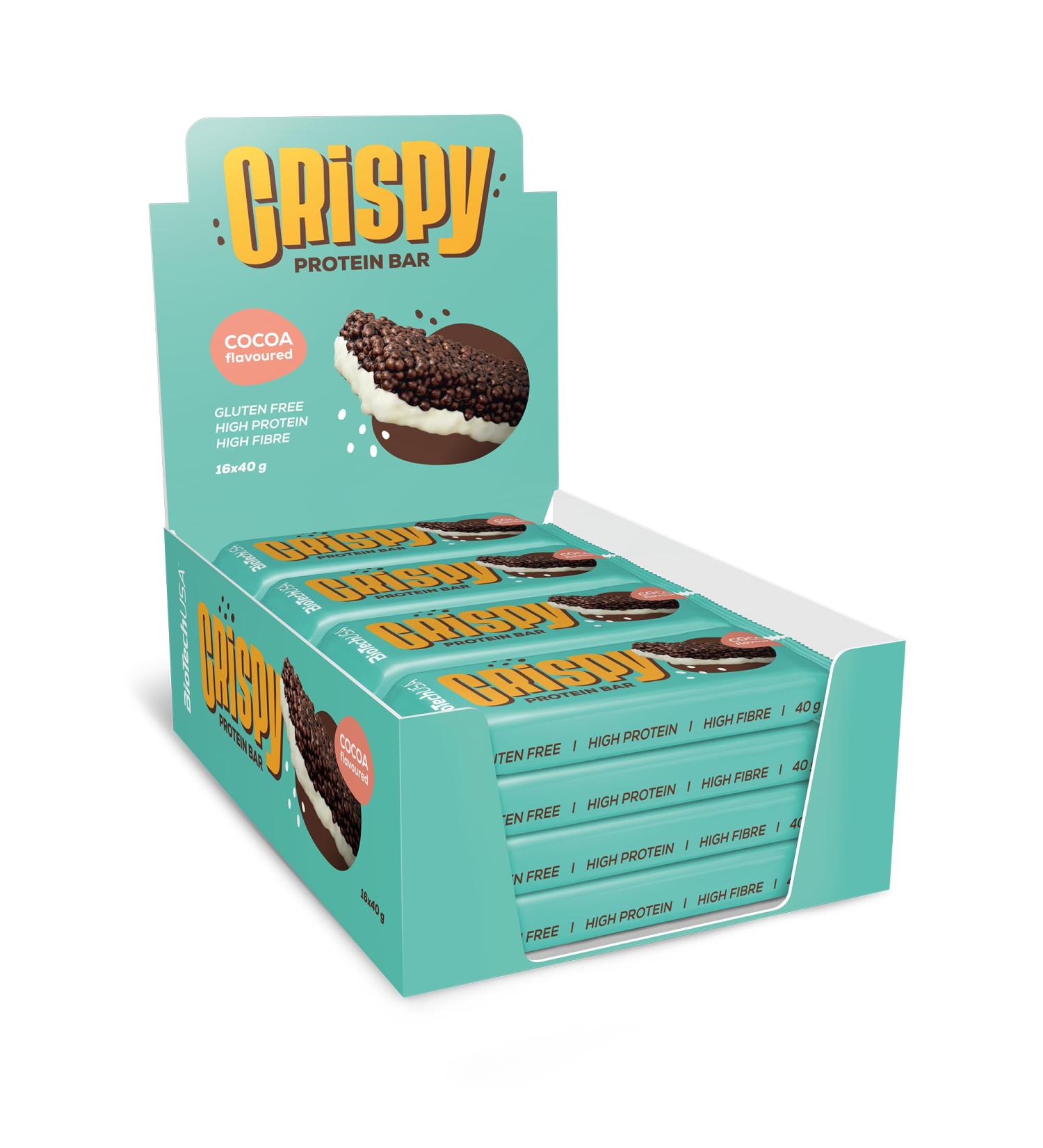 BioTechUSA Crispy Protein Bar | Sweet & Crunchy | High Protein Delight | On-the-Go Energy & Muscle Support 16x40g Chocolate - Buy Online on GoSupps.com