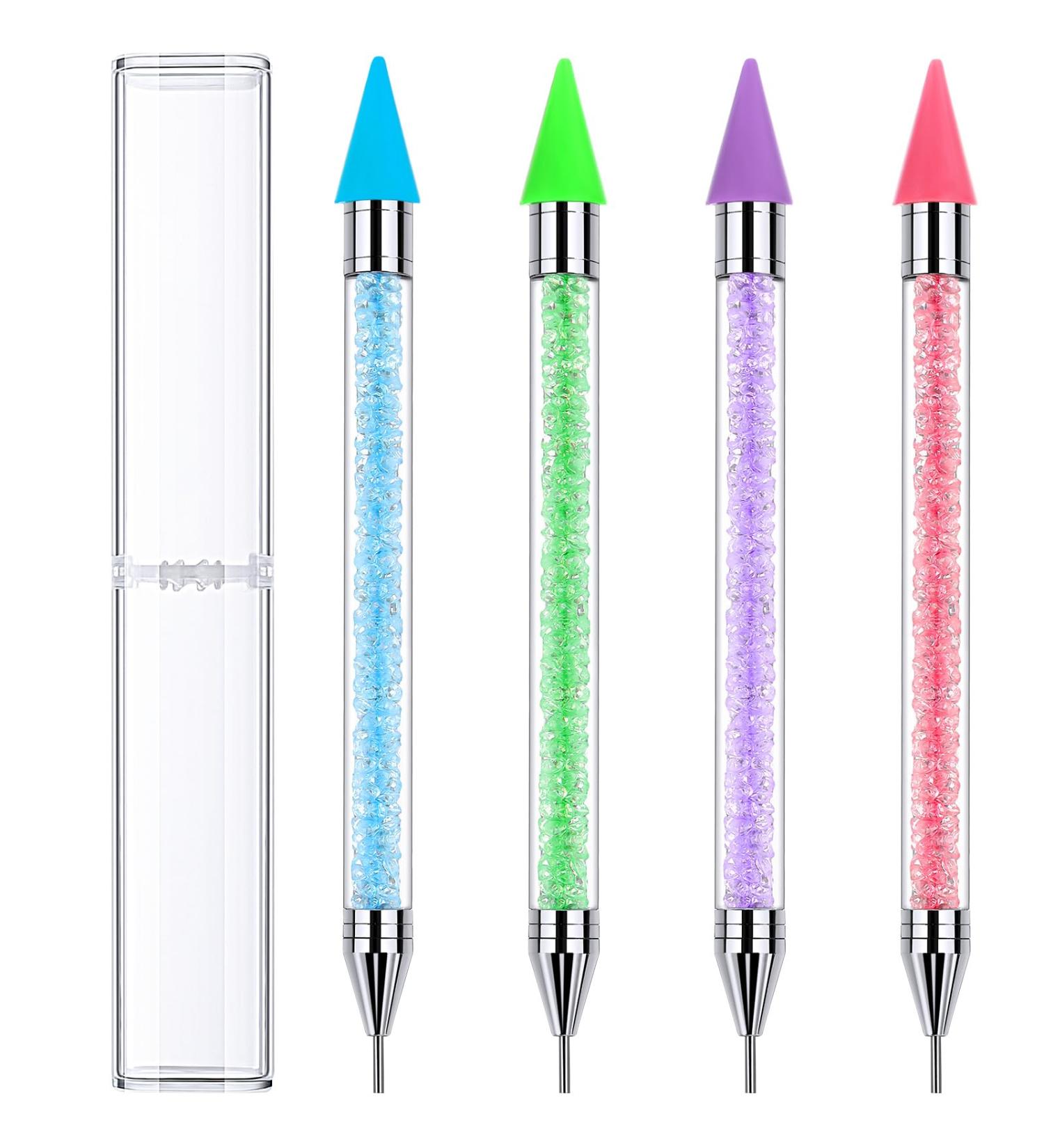 Tatuo 4 Pcs Rhinestone Picker Dotting Pen Set - Dual Ended Nail Art Tool for DIY Manicure - Crystals Wax Pencil for Gems (Blue Green Pink Purple) - Perfect for International Shipping - Buy Online on GoSupps.com