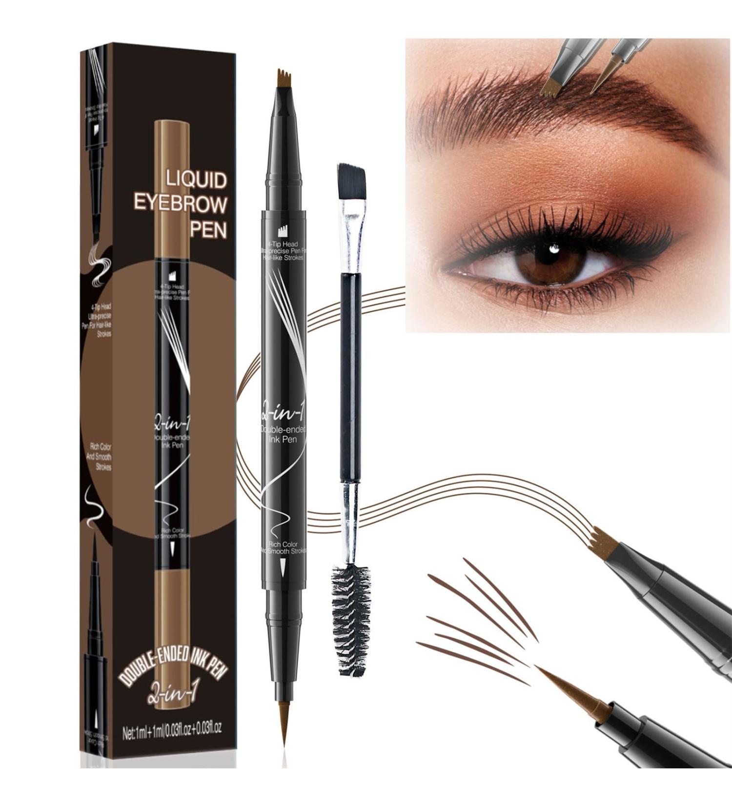 Hellokiss Liquid Eyebrow Pen Curved Brow Pen Trailott Eyebrow Pen 3D Microblading Eyebrow Pencil Upgraded Waterproof with 4-Fork-Tip Precise Brush-Tip 2-in-1 Microblading Eyebrow Pencil (01#) - Buy Online on GoSupps.com