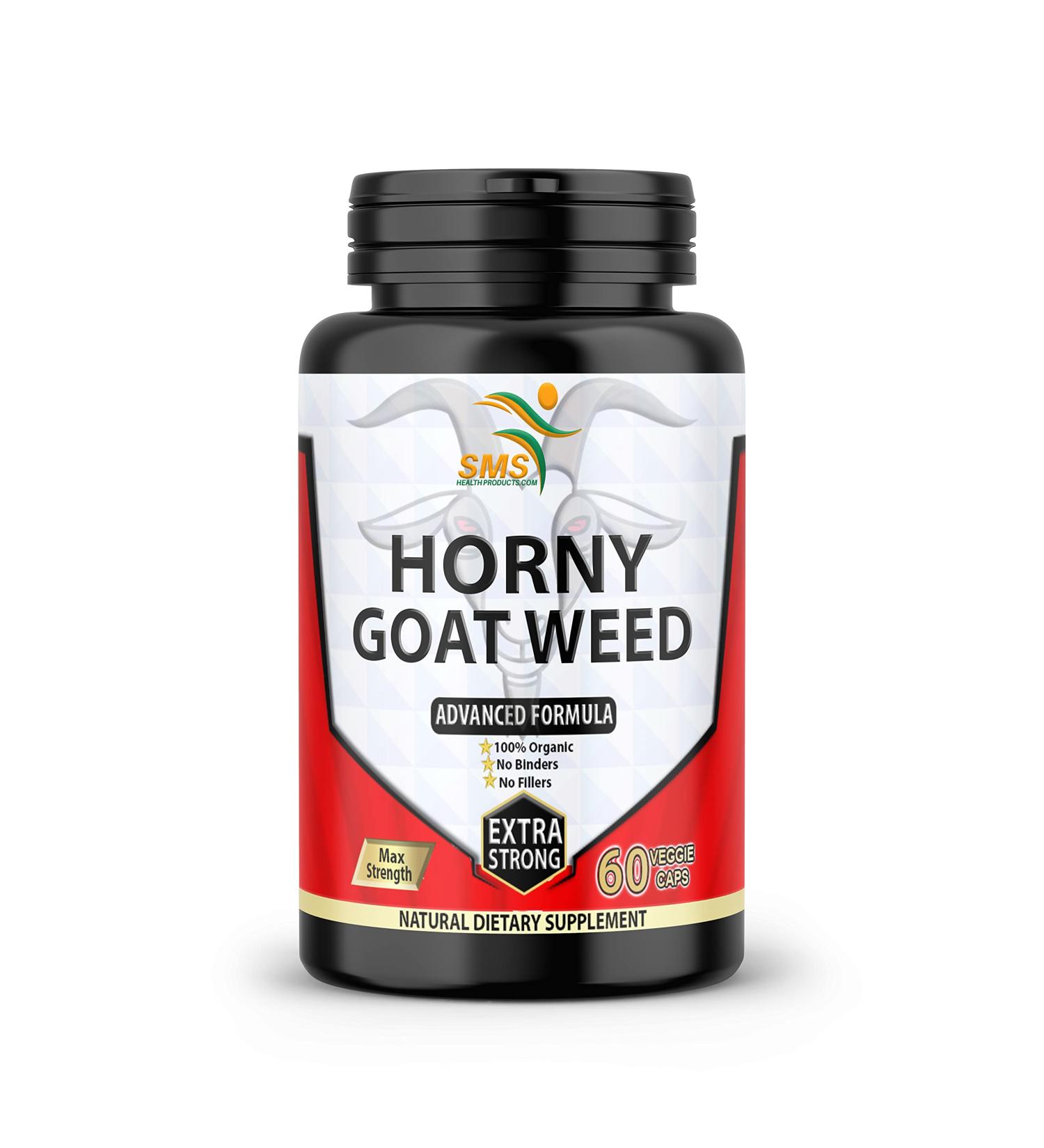 Premium Organic Horny Goat Weed Extract 1000mg | Non GMO Epimedium Grandiflorum | 60 Veggie Capsules - SMSHEALTHPRODUCTS.com - Buy Online on GoSupps.com