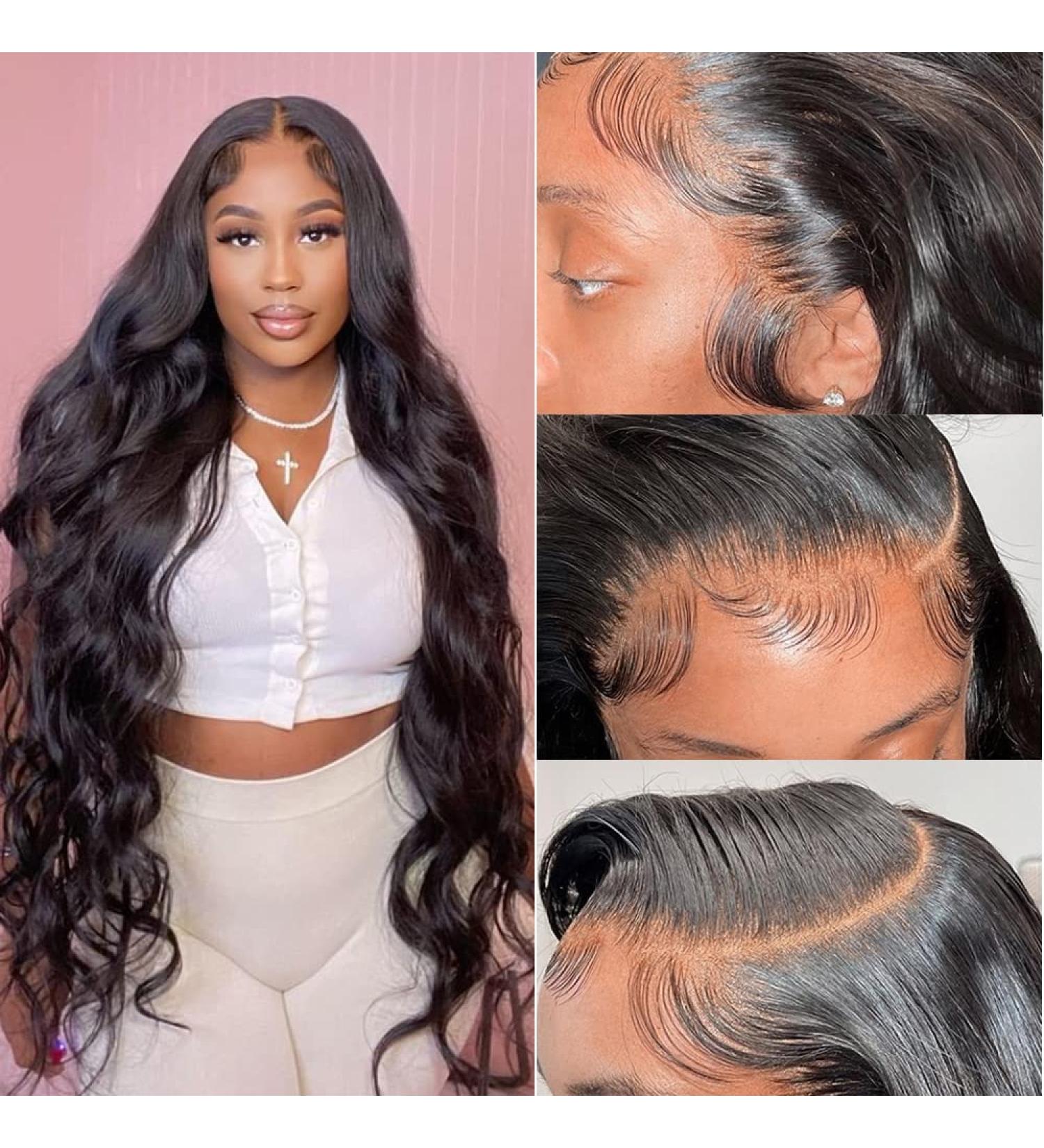 PAPYON 24 Inch Body Wave Lace Front Wig | Pre Plucked 150% Density | Brazilian Virgin Human Hair | Natural Color 13x4 Glueless Frontal Wig with Baby Hair for Women - Buy Online on GoSupps.com
