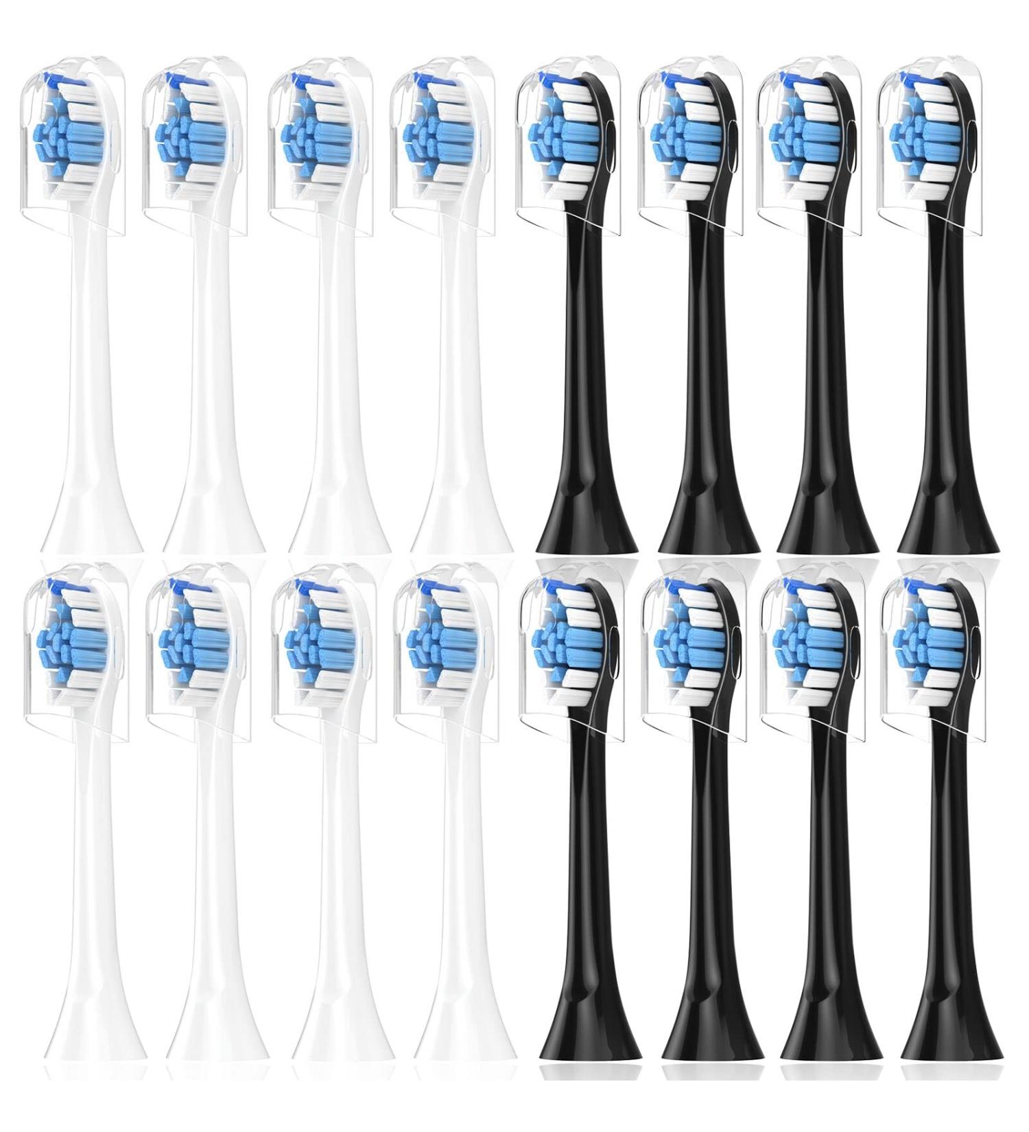 Sulkiwe Replacement Brushes for Philips Sonicare Electric Toothbrush - Compatible with Models 4500 7300 2000 9000 5100 - 16 Pack (8 White + 8 Black) - Buy Online on GoSupps.com