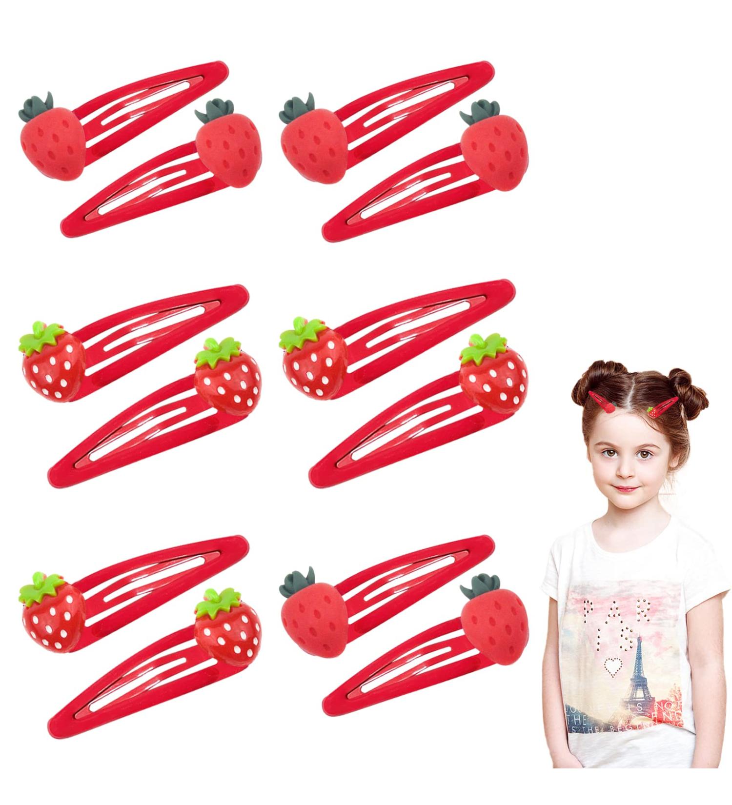 12-Pack Cute Strawberry Alligator Hair Clips for Girls - Fruit Hair Accessories - Buy Online on GoSupps.com