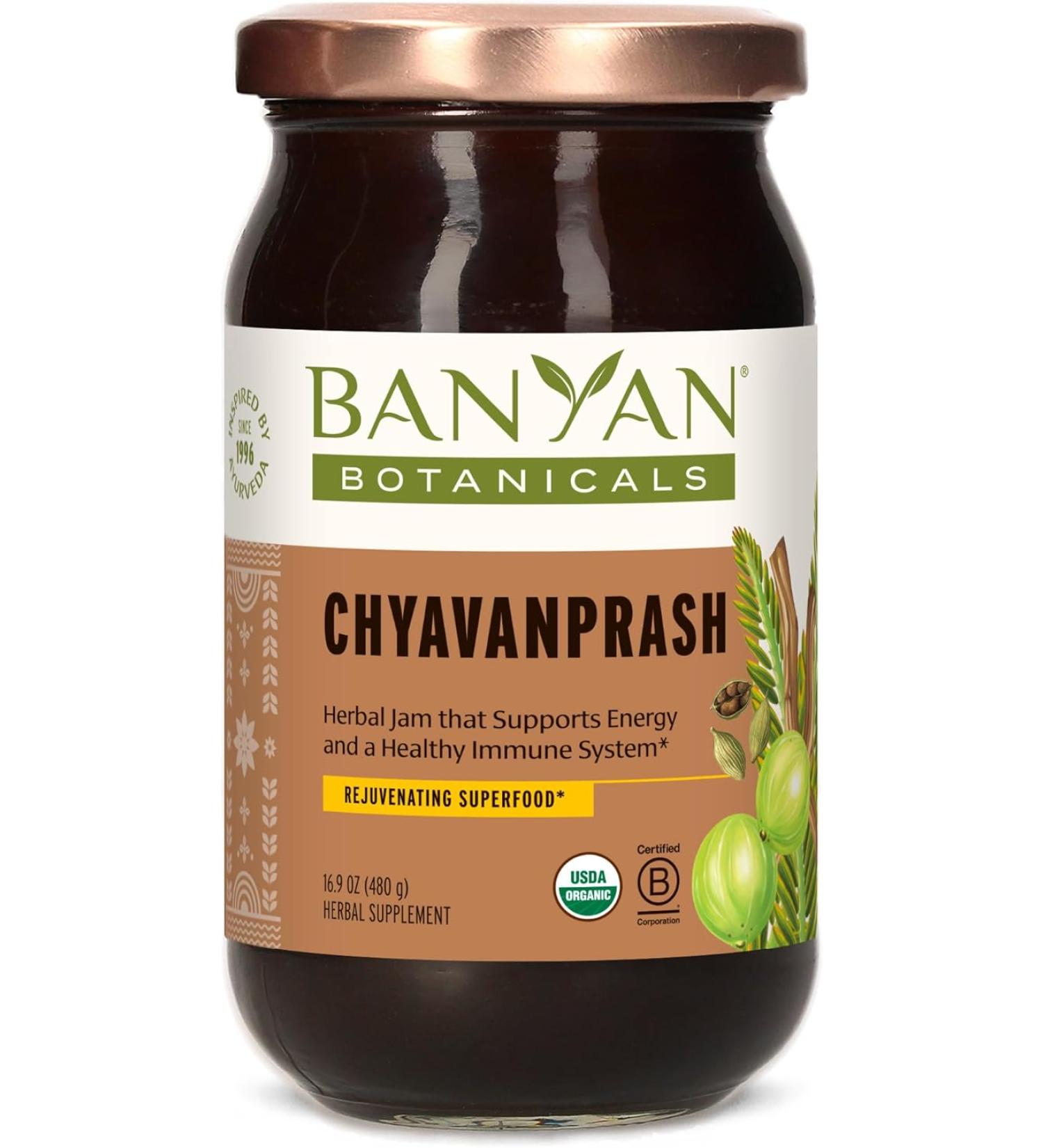 Organic Chyavanprash Ayurvedic Herbal Jam with Amla & Ashwagandha - Immune System & Body Rejuvenation - 17.6oz - Buy Online on GoSupps.com
