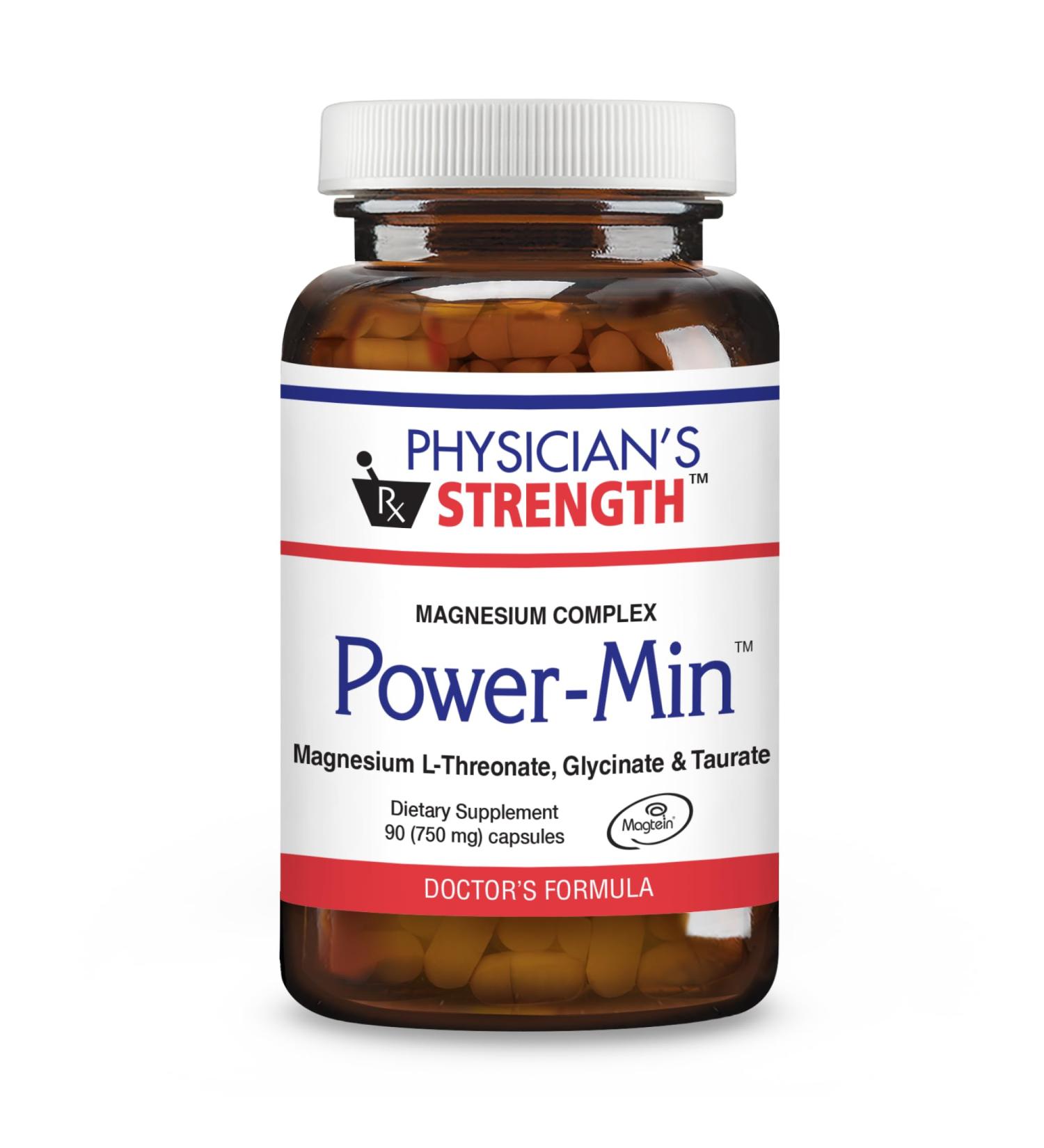 Physician's Strength Power-Min - 90 Capsules - Total Body Support - Magnesium Complex with Magnesium L-Threonate Glycinate & Taurate - Highly Absorbable - 30 Servings - Buy Online on GoSupps.com