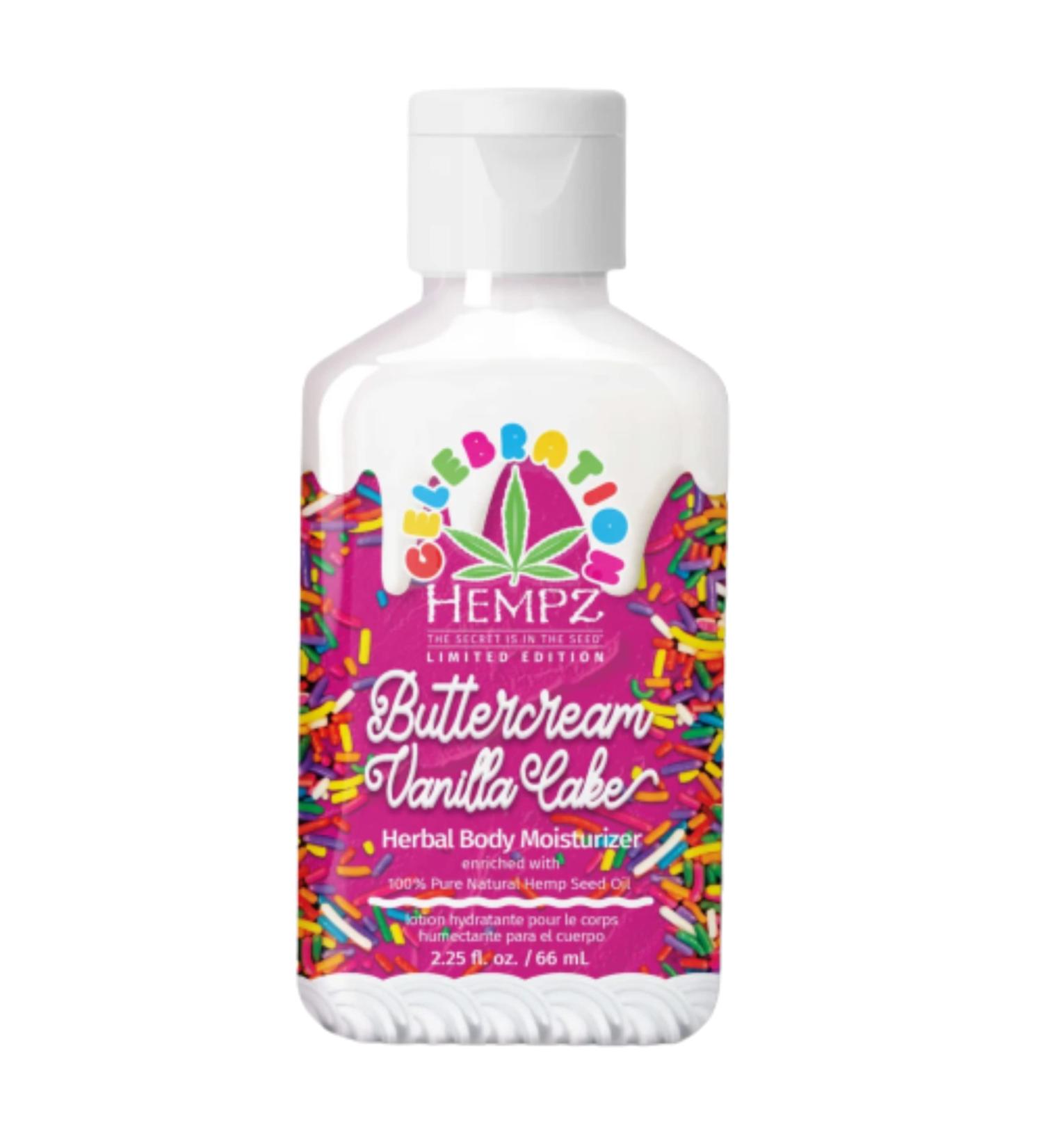 Hempz Limited Edition Buttercream Vanilla Cake Body Lotion - Daily Moisturizer with Shea Butter, Aloe, Lavender Extract, and Hemp Seed Oil - Travel Size Lavender Vanilla - Buy Online on GoSupps.com