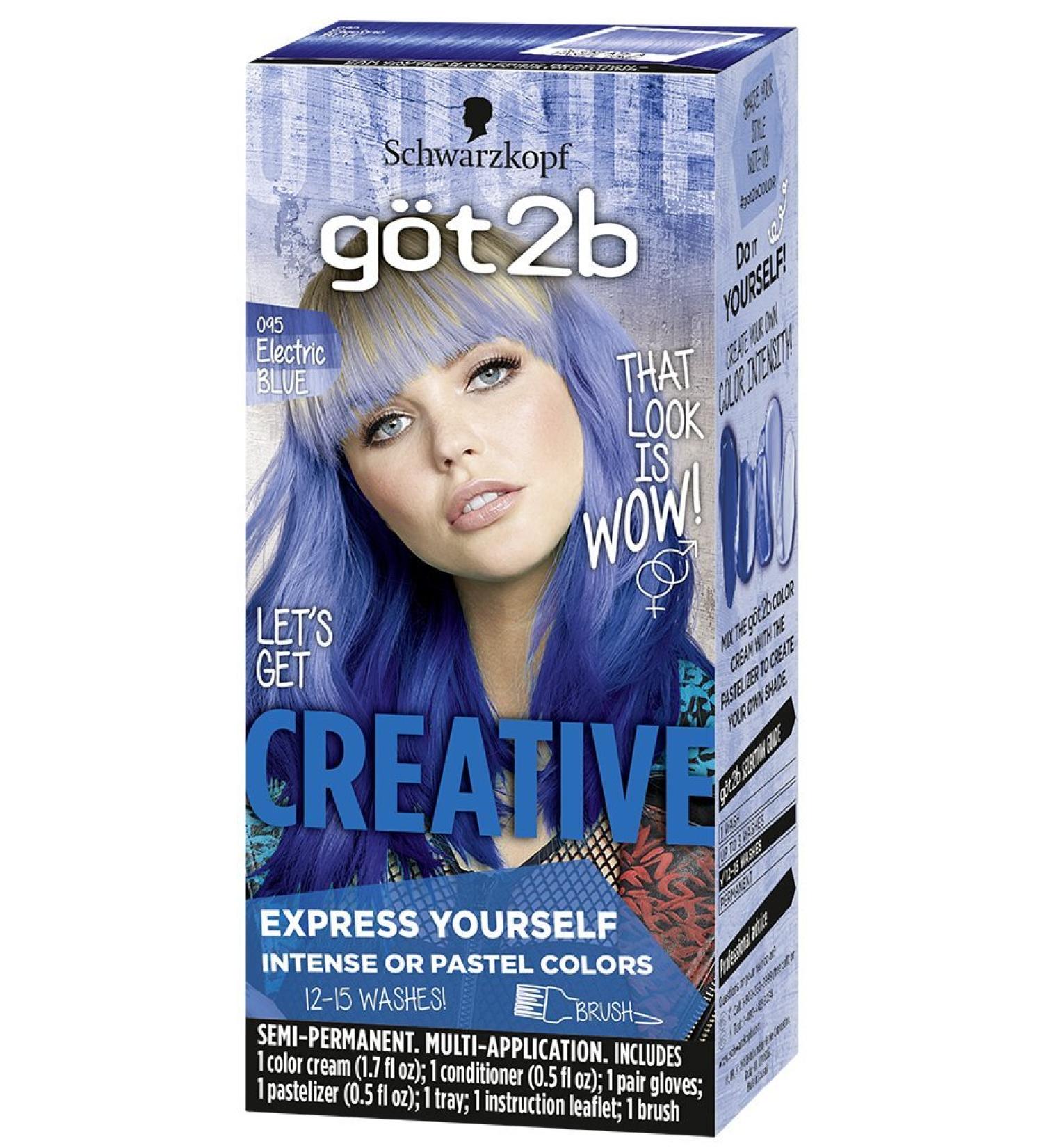 Got2b Creative Semi-Permanent Hair Color 095 Electric Blue 095 Electric Blue 1 Ounce (Pack of 1)