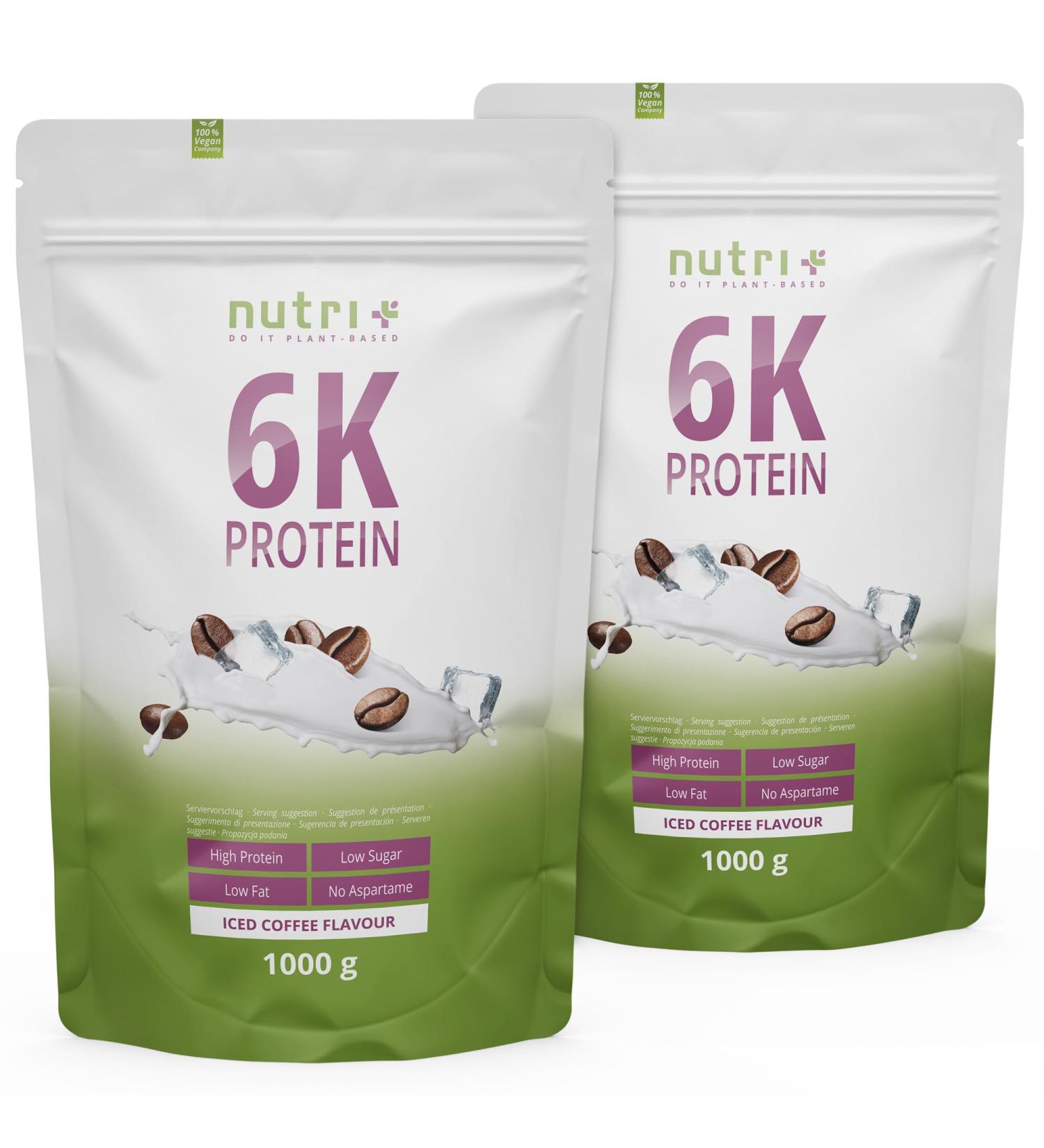 Protein Powder Iced Coffee 2000g - Nutri-Plus Caffeine & Lactose-Free - Multi-Component Protein for Muscle Building - 2 Pack - Buy Online on GoSupps.com