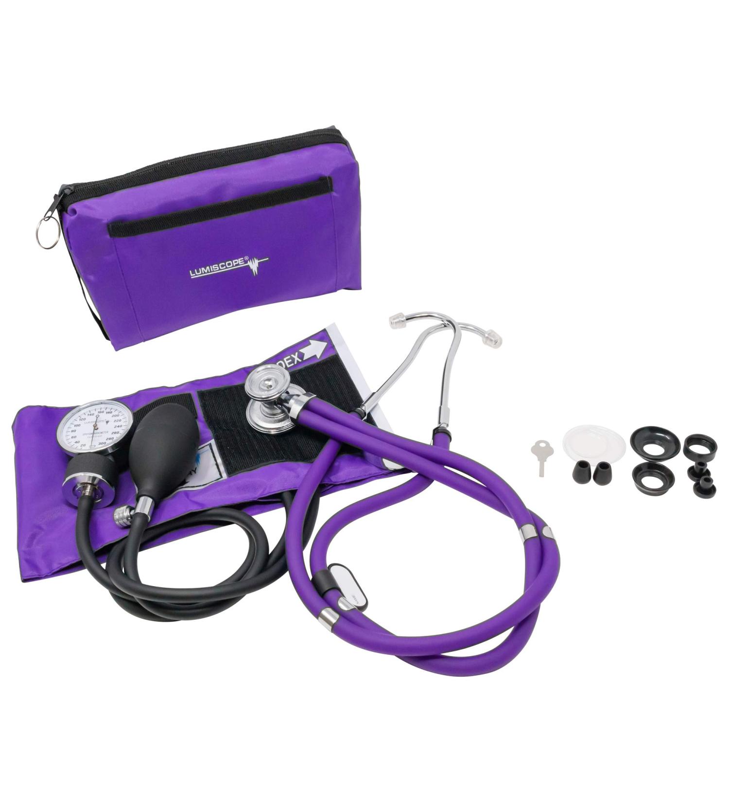 Lumiscope Professional Blood Pressure Kit - Stethoscope Manual BP Cuff & Sphygmomanometer - Grape - Buy Online on GoSupps.com