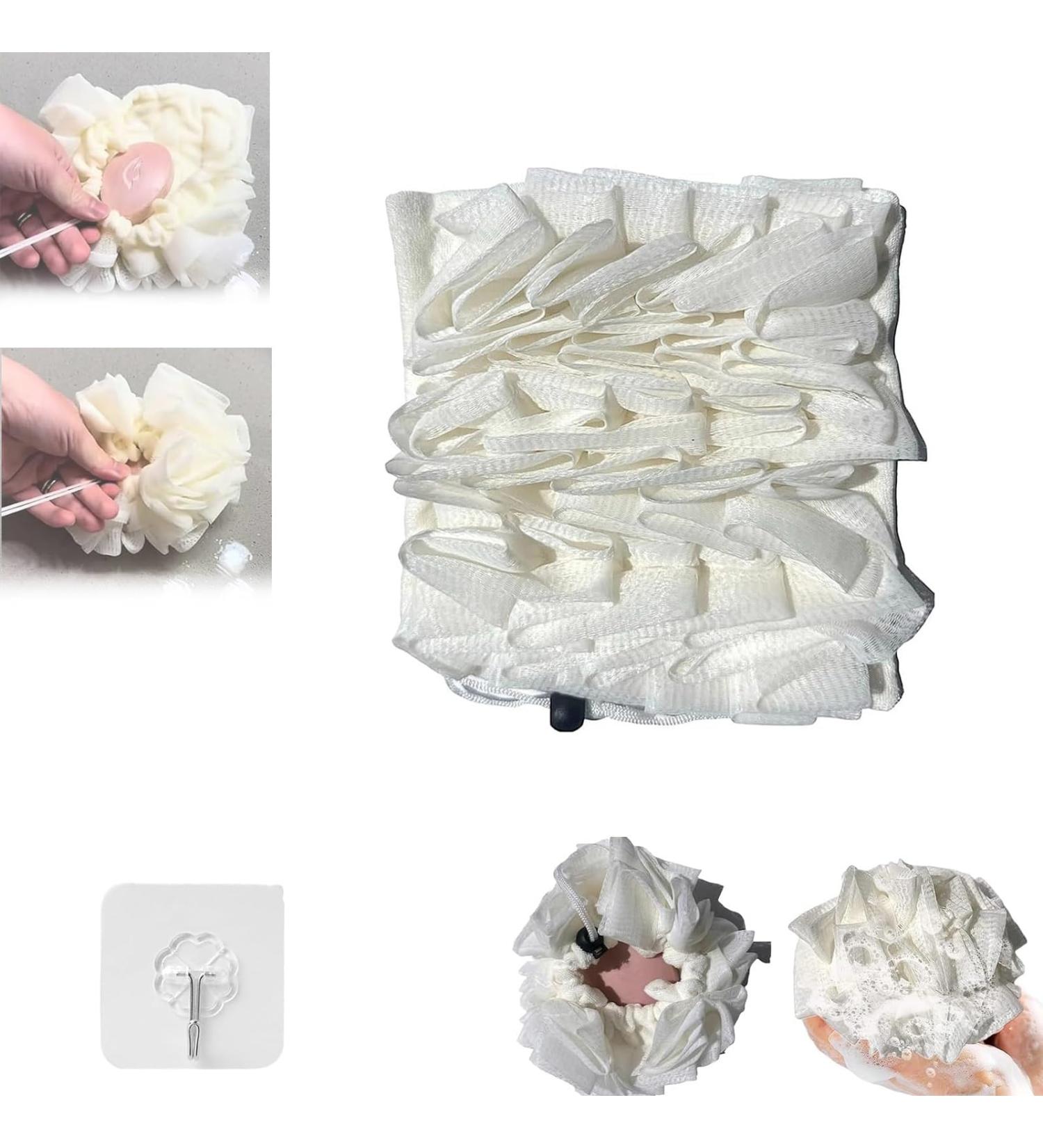 LiFann Leeffa 2-in-1 Soft Loofah & Washcloth - Exfoliating Bath Sponge for Smooth Skin | Gently Scrubs Dead Skin Perfect Shower Scrubber - Buy Online on GoSupps.com