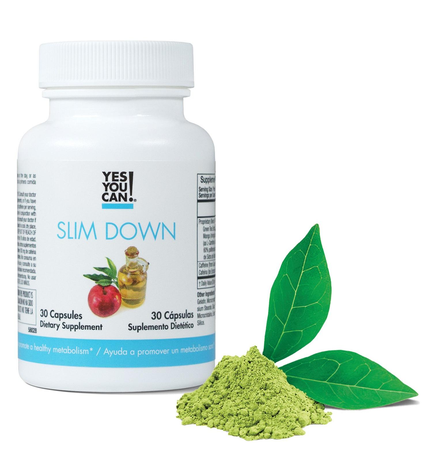 Yes You Can! Slim Down Dietary Supplements - African Mango, L-Carnitine, Apple Cider Vinegar, Green Tea Extract & Guarana Seed Extract - 30 Capsules - Buy Online on GoSupps.com
