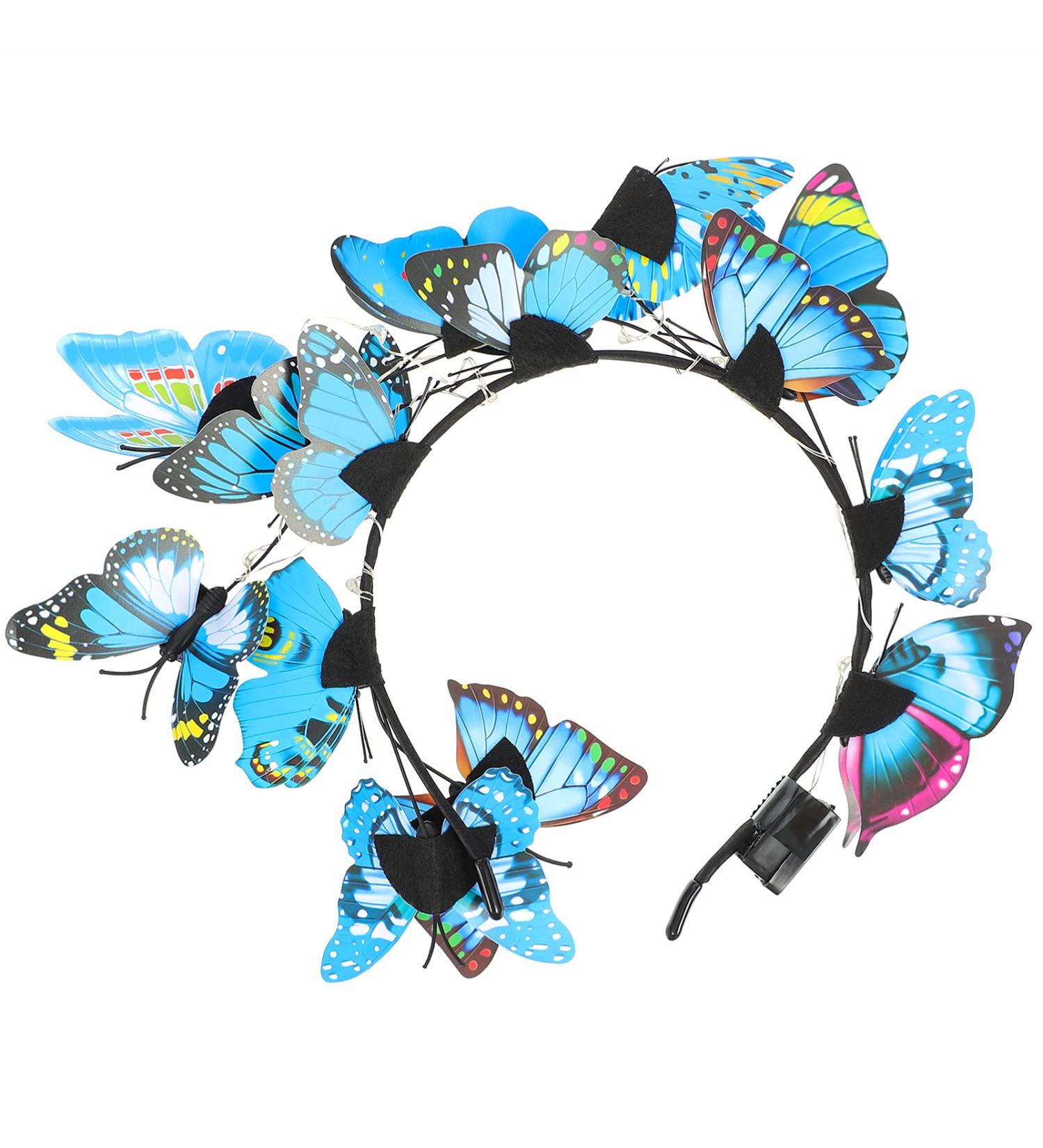 FRCOLOR Butterfly Fascinator Hat Derby Headband Light Up Festival Crown Halloween Costume Boho Wedding Headpiece for Women Girls Carnival Party - Buy Online on GoSupps.com