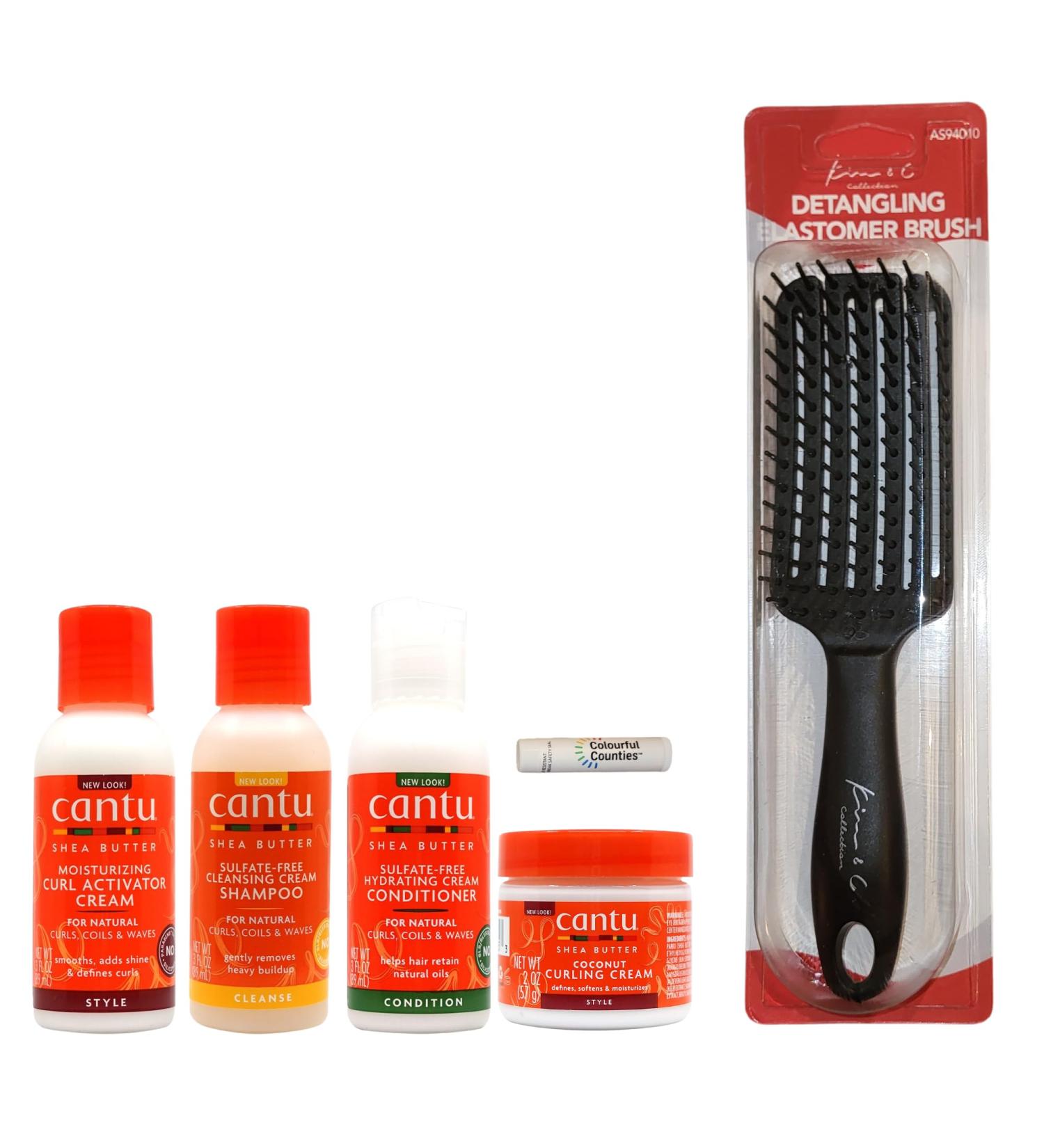Curly Hair Products Travel Size Bundle - Cleansing Cream Shampoo and Hydrating Cream Conditioner Curl Activator Cream Curling Cream - Fair Trade Shea Butter Sulfate Free No Silicones - For Curls Coils and Waves