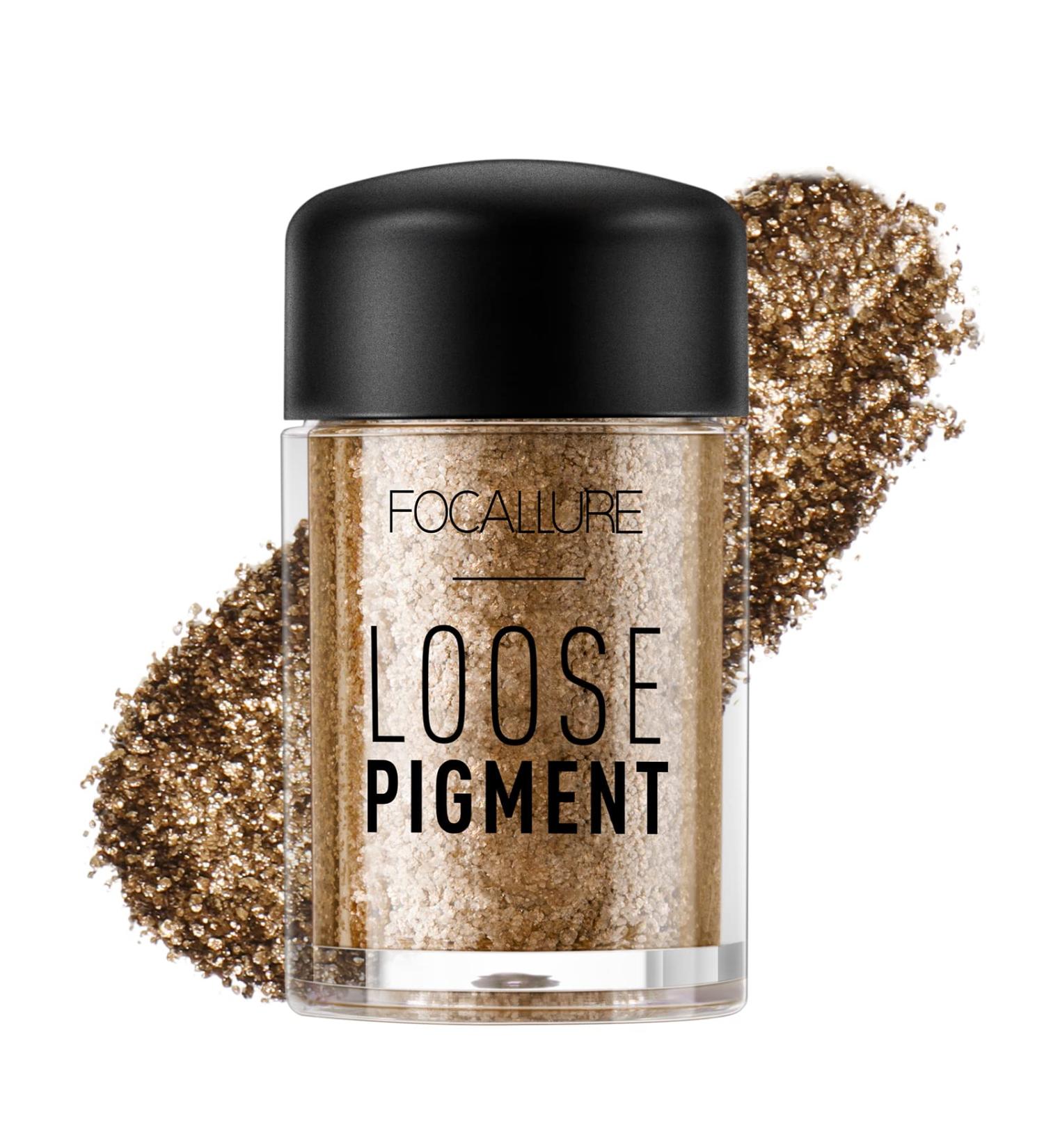 FOCALLURE Organic Loose Powder Eyeshadow - High Pigmented Glitter Shadows - Museum Bronze - Long Lasting Natural Eye Makeup - Buy Online on GoSupps.com