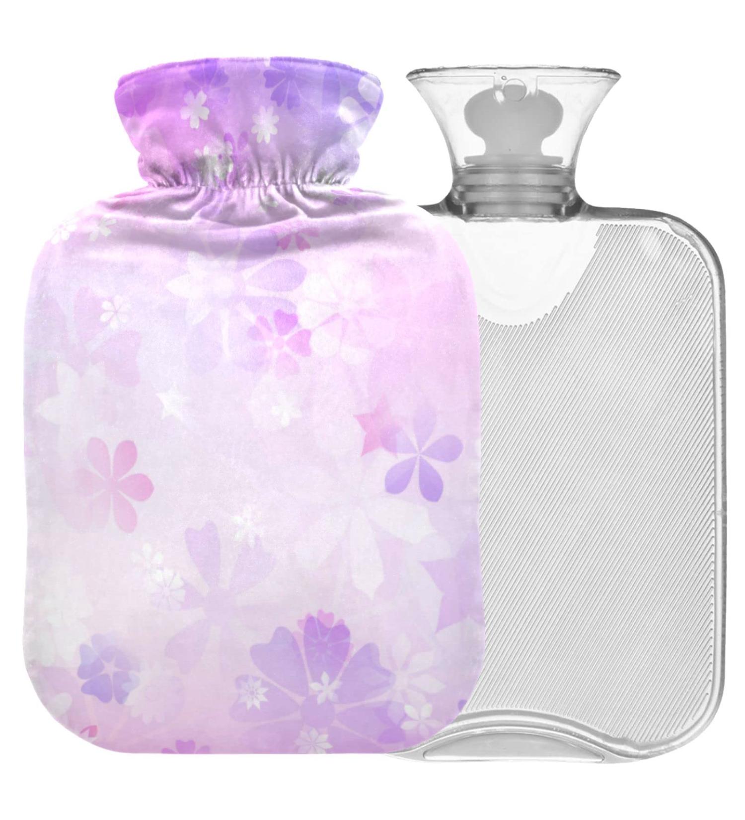 NAANLE Purple Cherry Blossom Hot Water Bottle - 1L Transparent Heat Bottle for Menstrual Cramps Pain Relief & Therapy | International Shipping Available - Buy Online on GoSupps.com