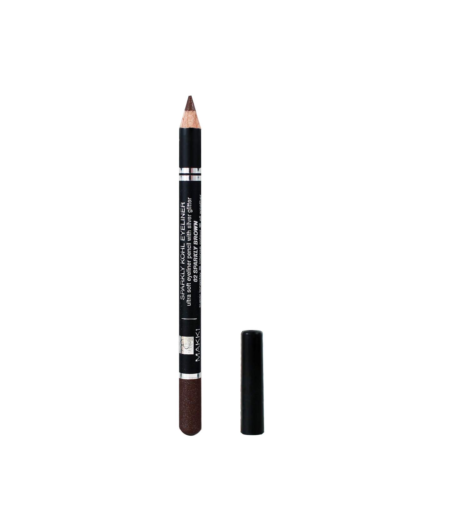 Buy Makki Glittering Brown Eyeliner - Ultra Soft with Silver Glitter | International Shipping Available - Buy Online on GoSupps.com