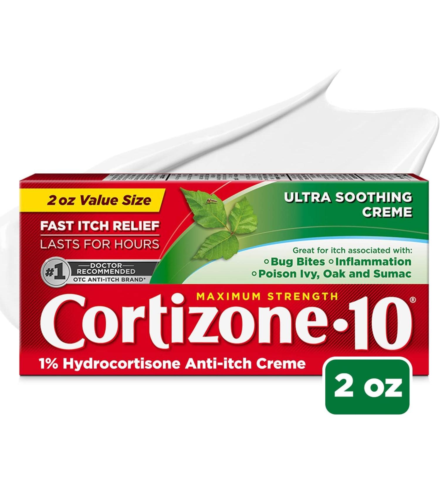 Cortizone 10 Maximum Strength Ultra Soothing Anti-Itch Cream 1% Hydrocortisone Creme - New Packaging - 2 oz. - Buy Online on GoSupps.com