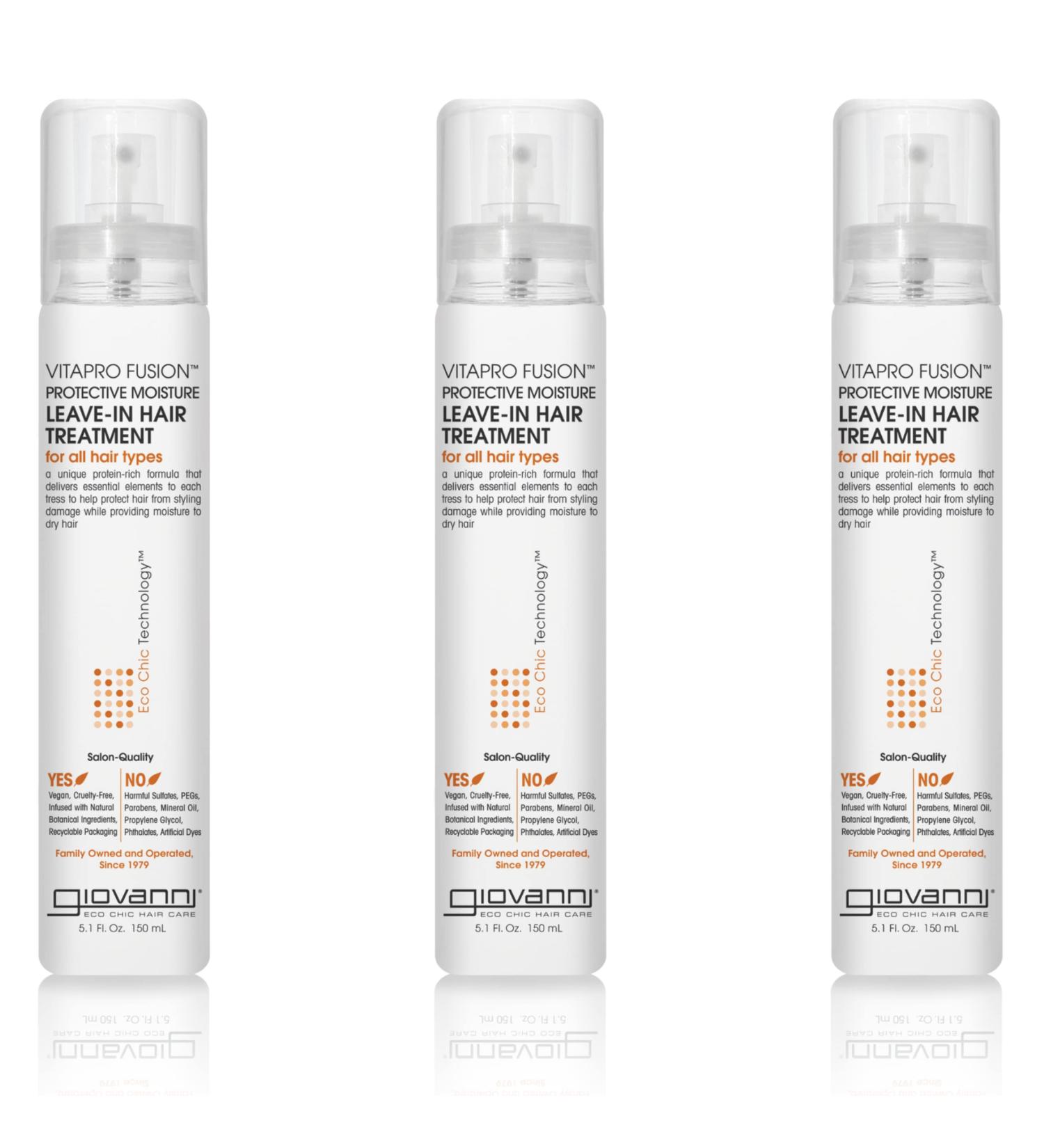 GIOVANNI Vitapro Fusion Leave-in Hair Treatment - Anti Frizz Heat Protection Color Safe Pack of 3 5.1 oz - Moisture & Vitamins Enriched - Buy Online on GoSupps.com