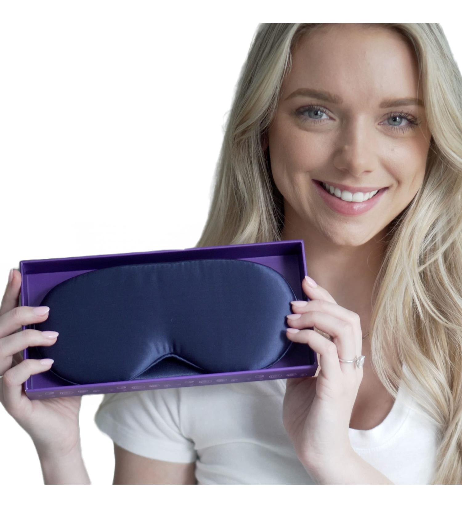 100% Pure 22 Momme Mulberry Silk Dark Navy Sleep Mask | 3D Contoured Design for 100% Light Blocking | Ideal Eye Shade Cover for Sleeping - Buy Online on GoSupps.com