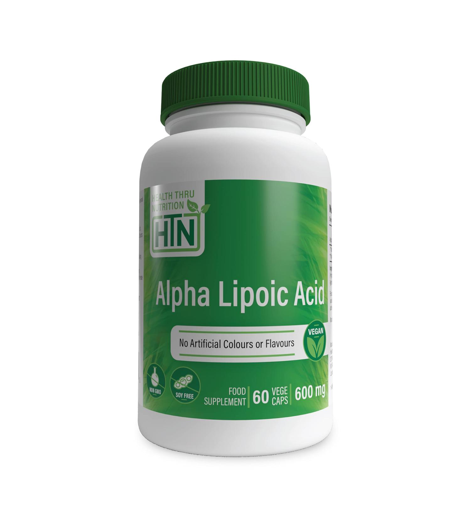 Alpha Lipoic Acid (ALA) 600mg Vegecaps | Vegan Certified | Non GMO and Hypoallergenic | Universal Antioxidant | Supports Healthy Glucose Metabolism | by Health Thru Nutrition (Pack of 60) 60 count (Pack of 1) - Buy Online on GoSupps.com
